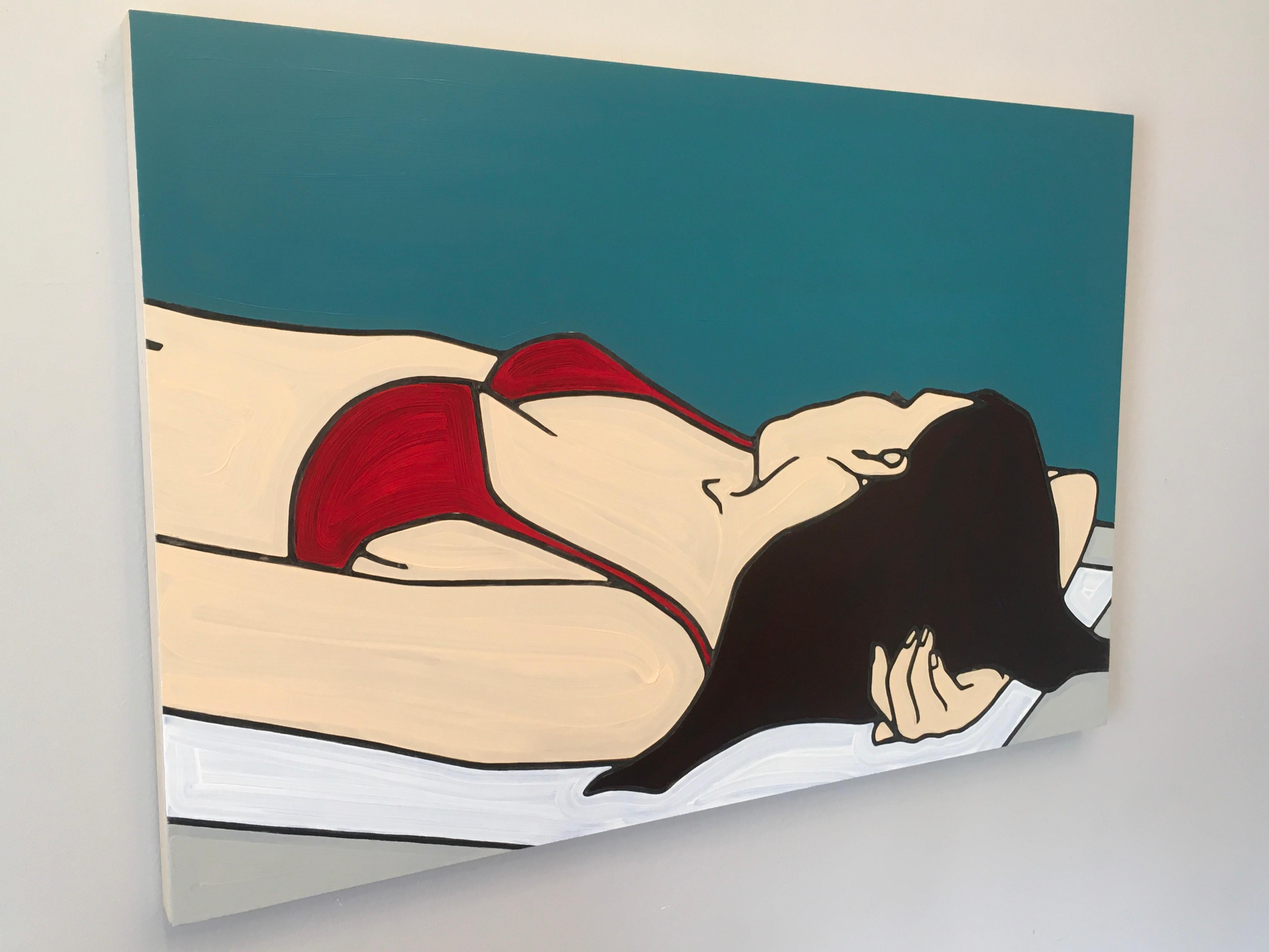 Pool 35, Minimalist, Pop Art, painting, Figurative, Pool, Female Figure For Sale 2