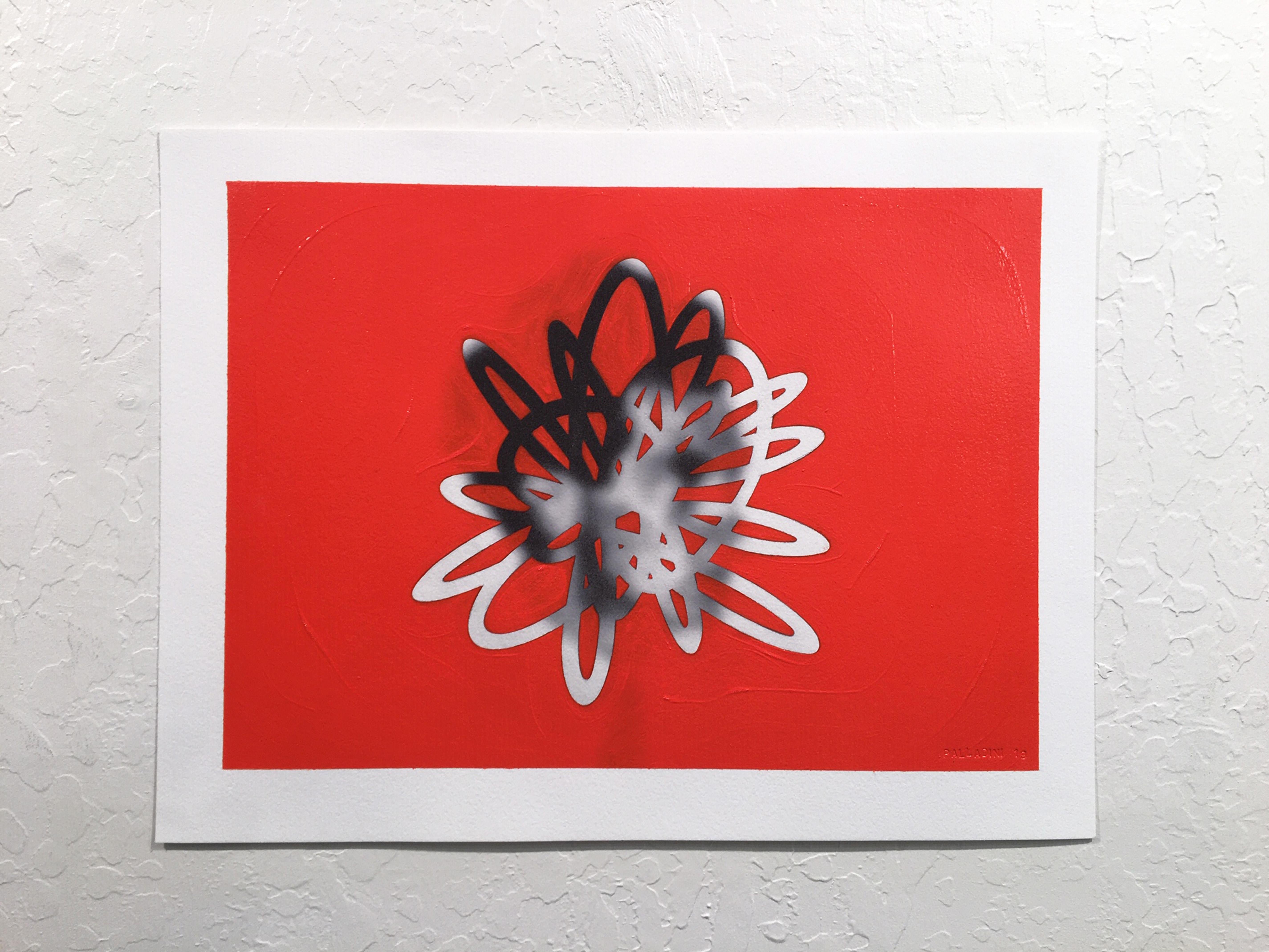 Thread #11, Minimalist, Oil, Inkjet, Work on Paper, Red,  - Painting by Jeffrey Palladini