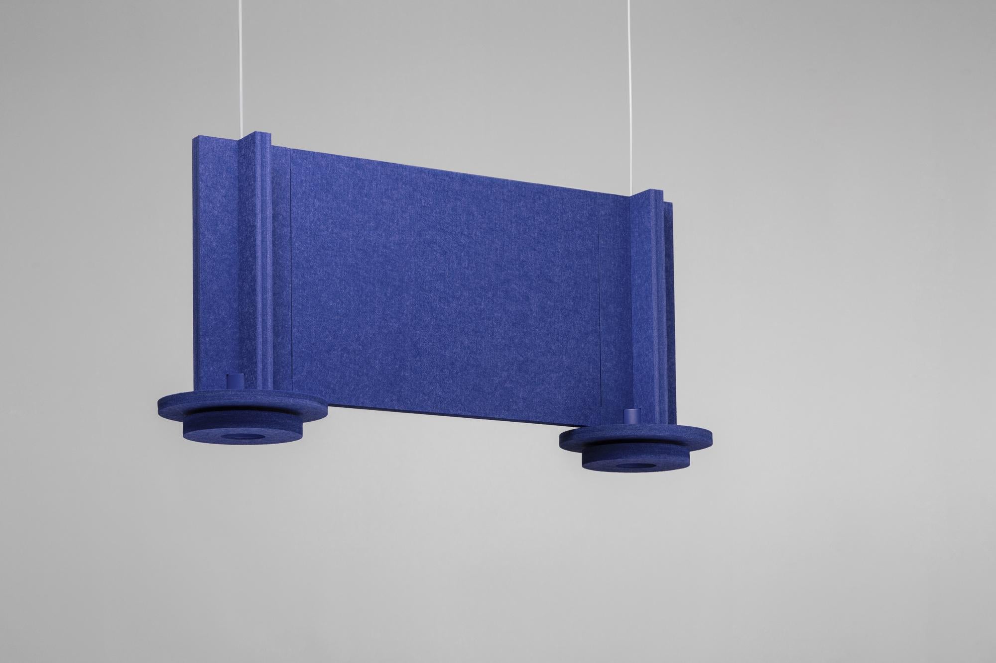 Ukrainian Jeffrey Panel Blue Pendant Lamp by +kouple For Sale