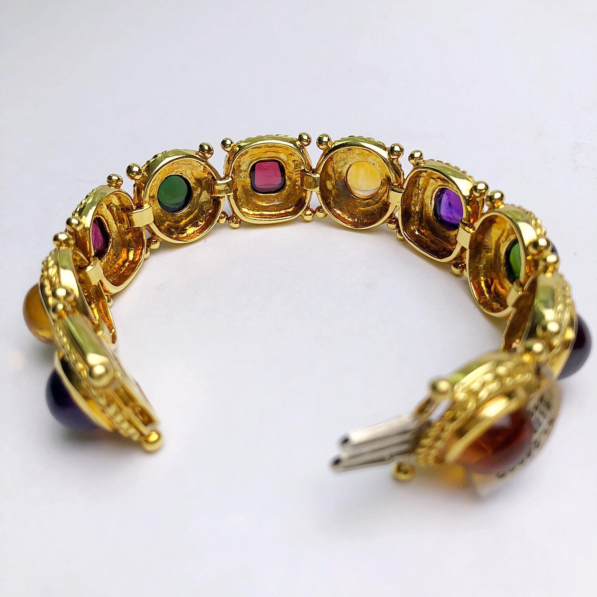 gold bracelet with semi precious stones