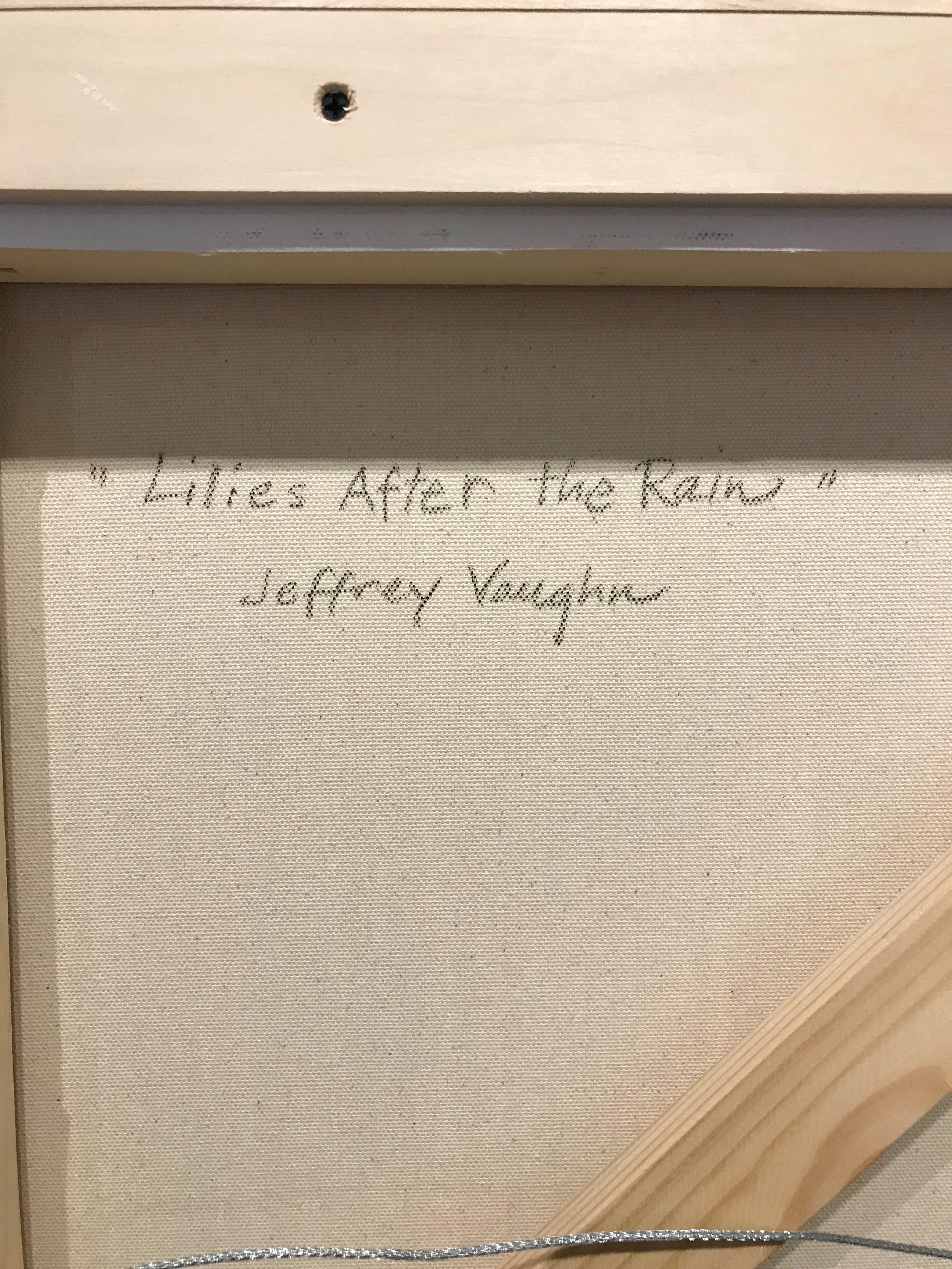 Lilien nach dem Regen, Jeffrey Vaughn, 2020, gerahmtes Ölgemälde auf Leinwand im Angebot 5