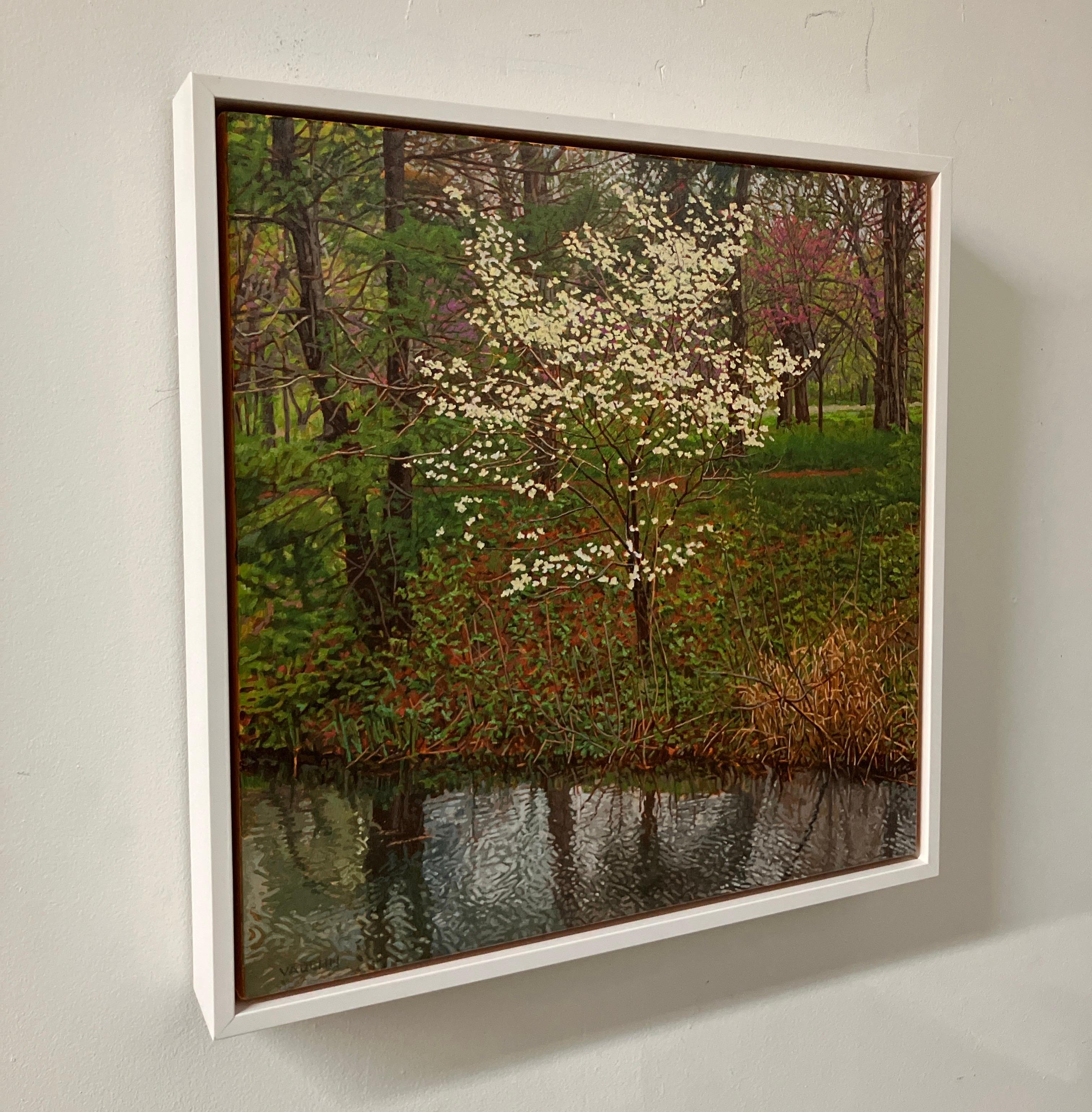 Fotorealistisches Ölgemälde auf Leinwand, gerahmt, Vorfrühling, Hartriegelbaum

Jeffrey Vaughn aus Alton, Illinois, erwarb 1978 den Bachelor of Fine Arts an der Washington University, St. Louis, Missouri, und 1983 den Master of Fine Arts an der