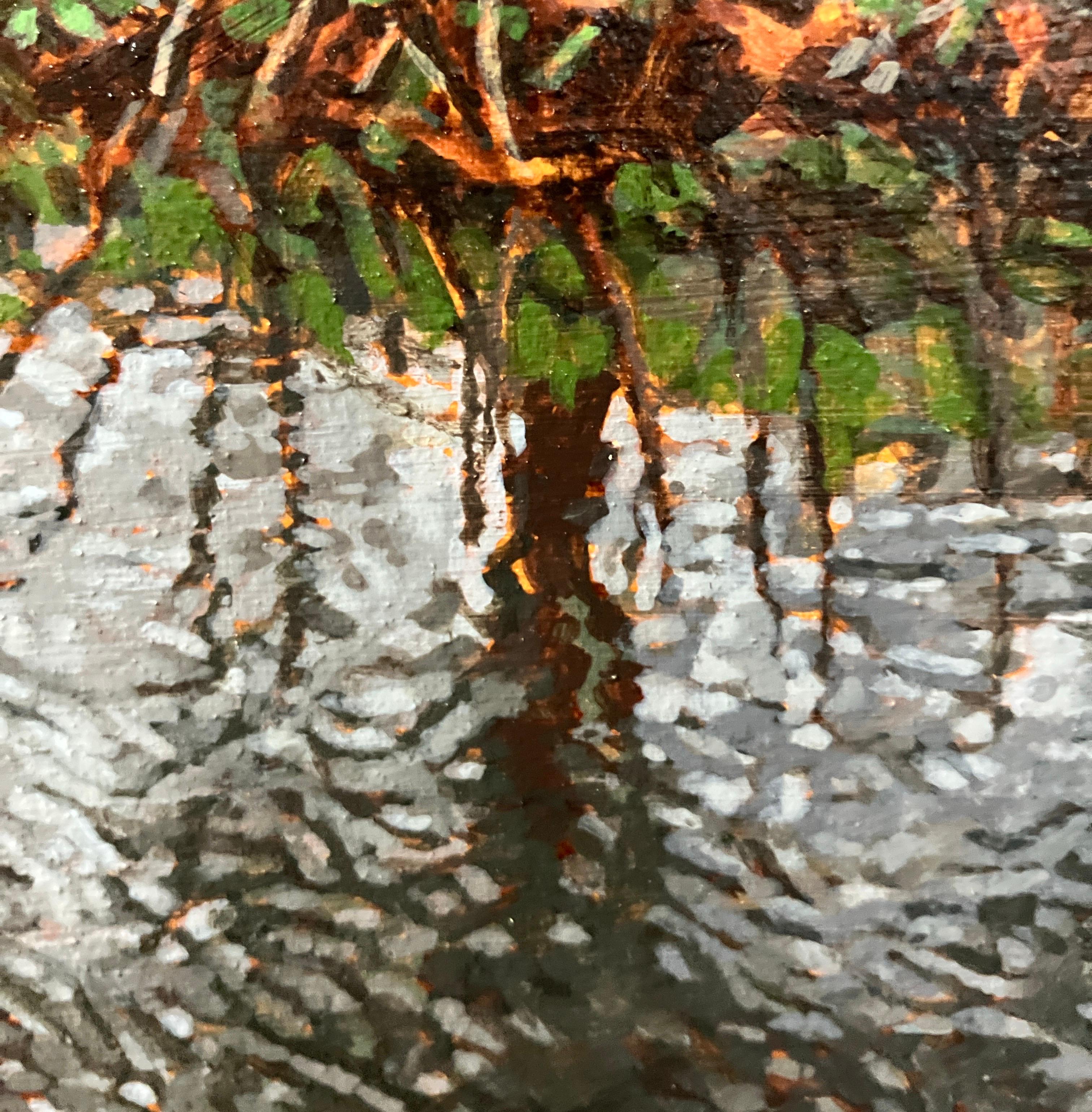 Fotorealistisches Ölgemälde auf Leinwand, gerahmt, Vorfrühling, Hartriegelbaum im Angebot 5