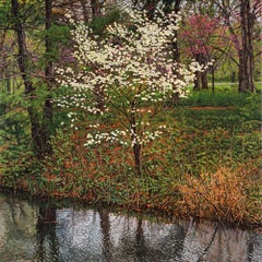 Photorealistic Oil Painting on Canvas, Framed, Early Spring, Dogwood Tree