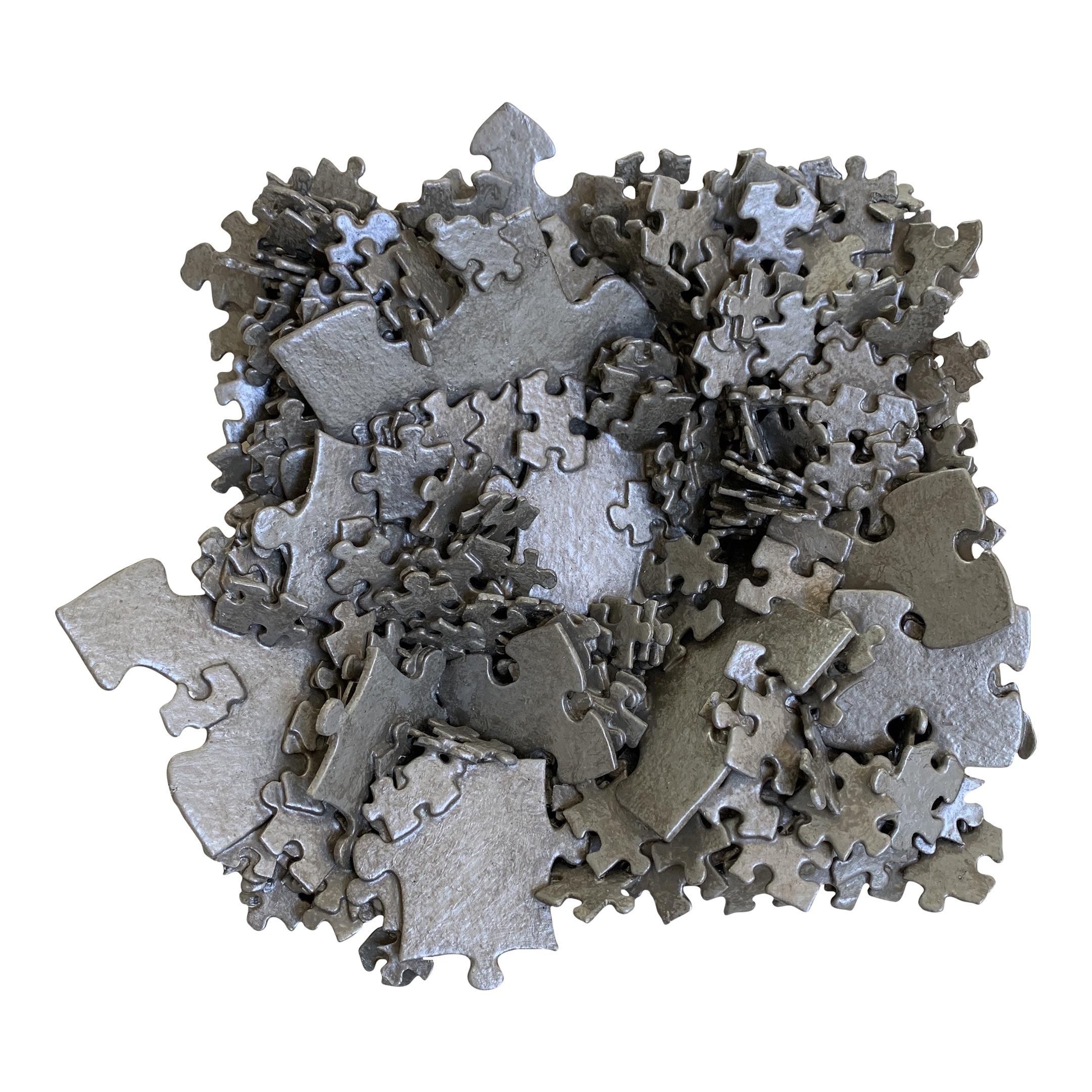 jeffrey wilcox Abstract Sculpture - Silver Nugget Puzzle Sculpture