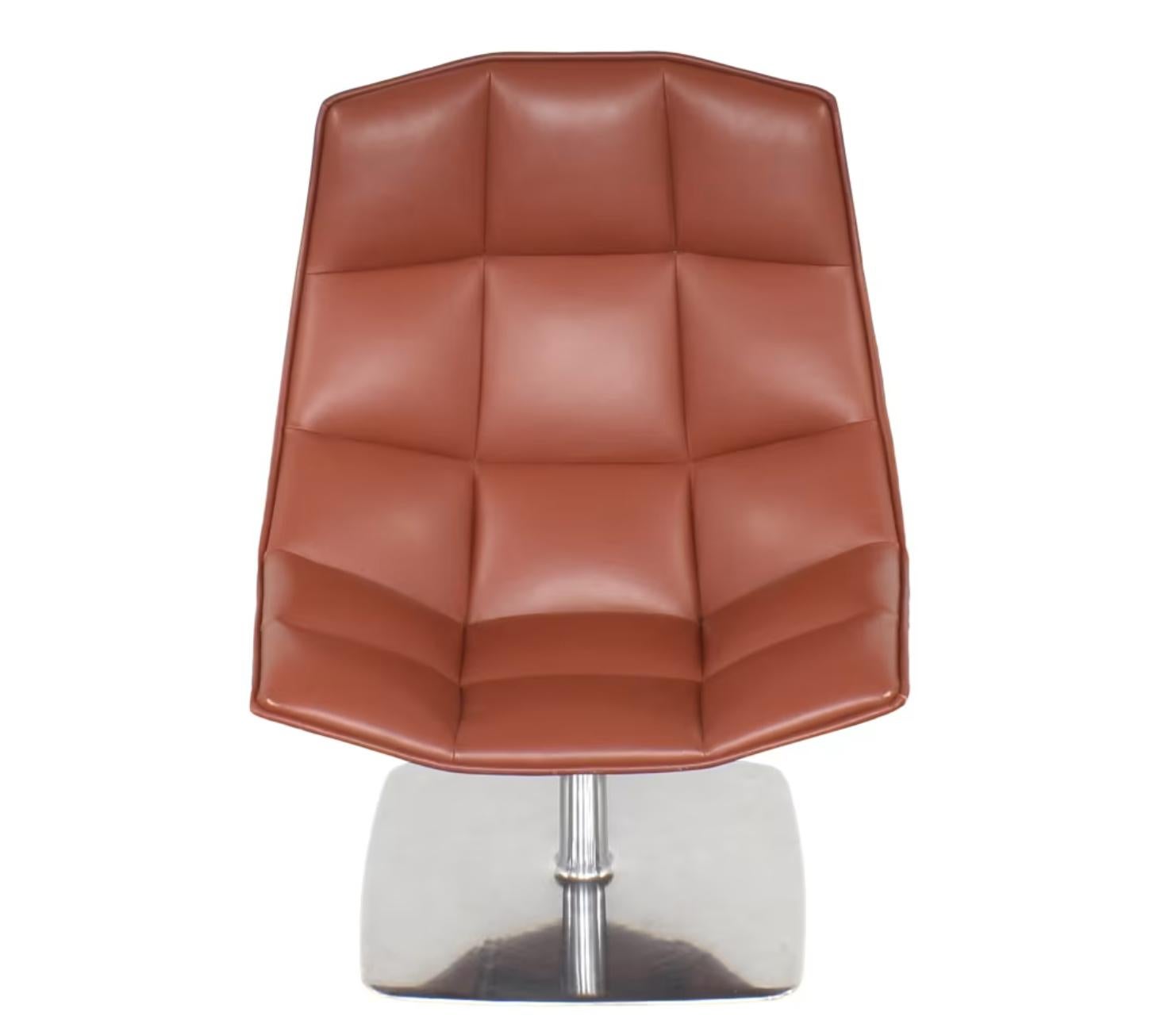 Jehs+Laub Lounge Chair, Polished Pedestal Swivel, Kilim Volo Leather, Knoll, USA 3