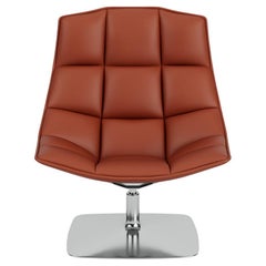 Jehs+Laub Lounge Chair, Polished Pedestal Swivel, Kilim Volo Leather, Knoll, USA