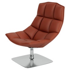 Jehs+Laub Lounge Chair, Polished Pedestal Swivel, Kilim Volo Leather, Knoll, USA