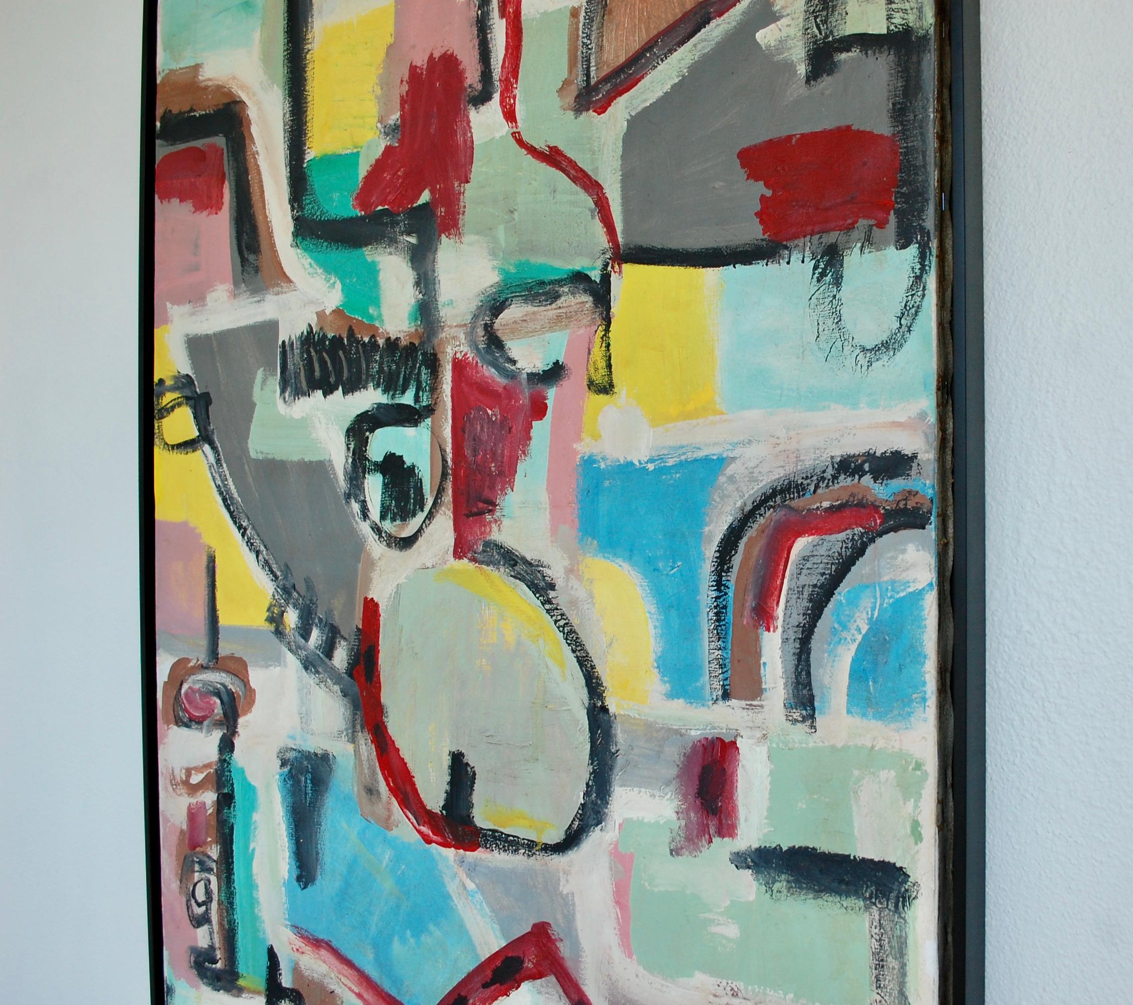 Abstract Composition  - Gray Abstract Painting by Jehudith Sobel