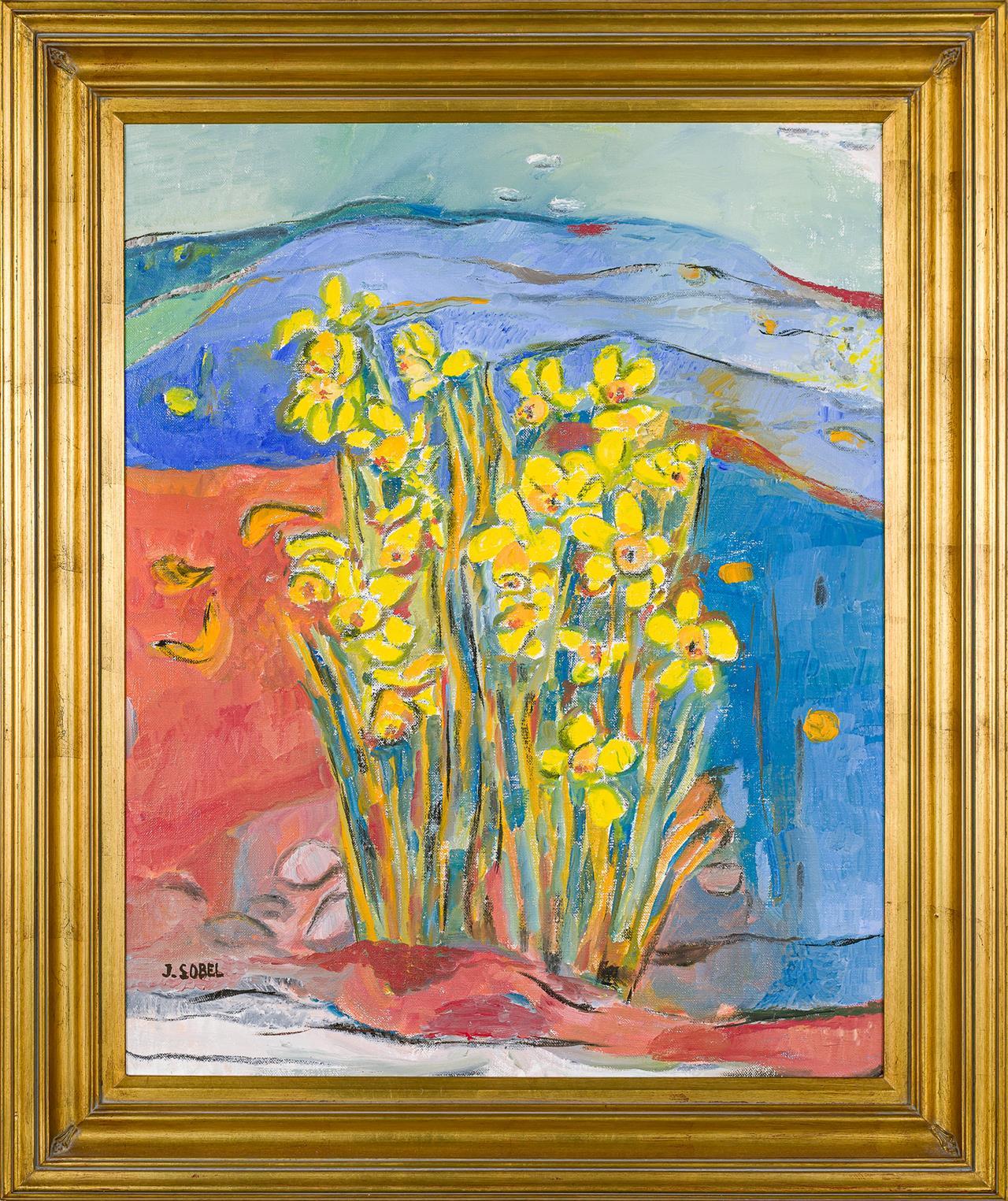 Jehudith Sobel Landscape Painting -  Daffodils In The Landscape