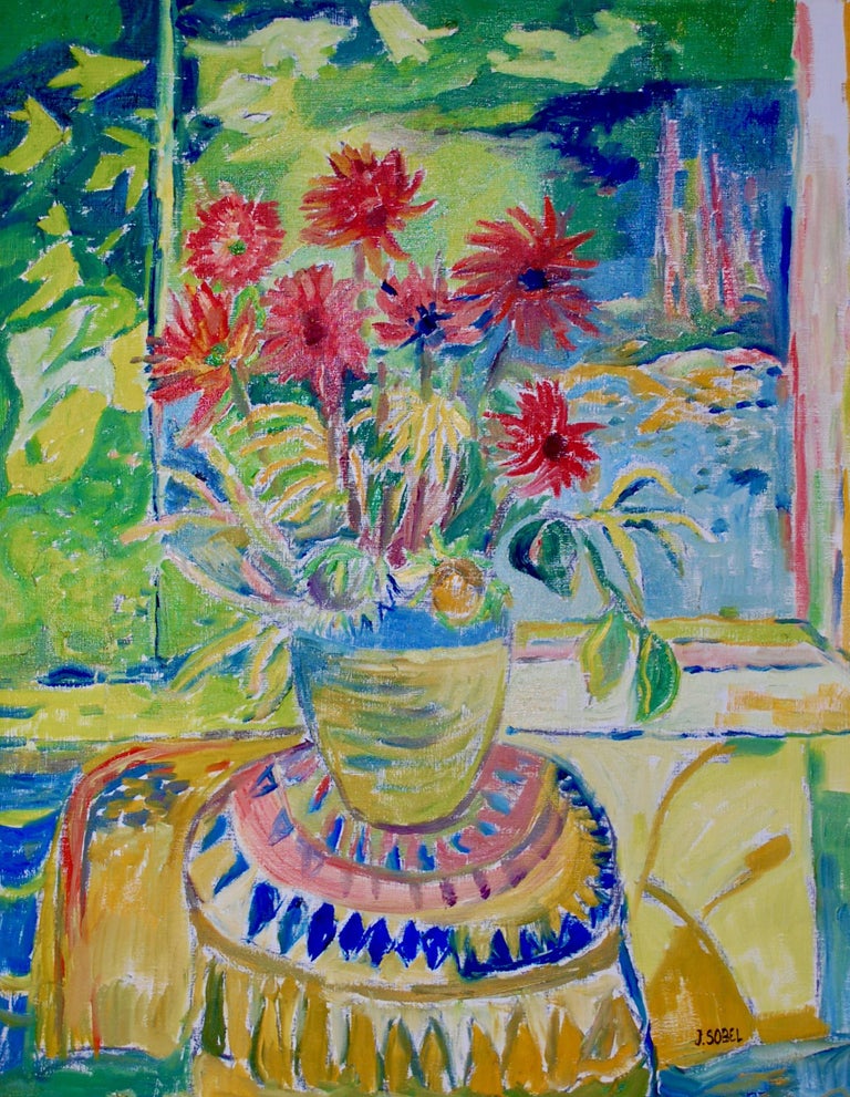 Flowers In The Landscape  - Painting by Jehudith Sobel