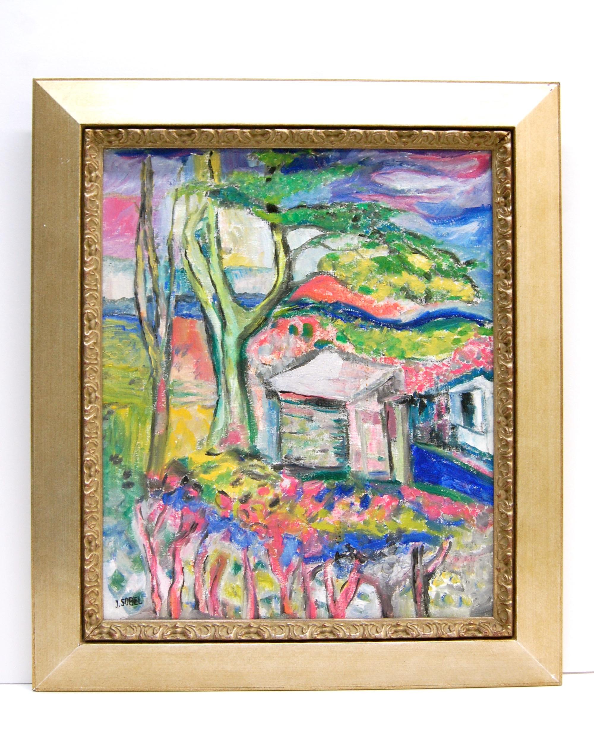 Landscape With Cottage - Painting by Jehudith Sobel