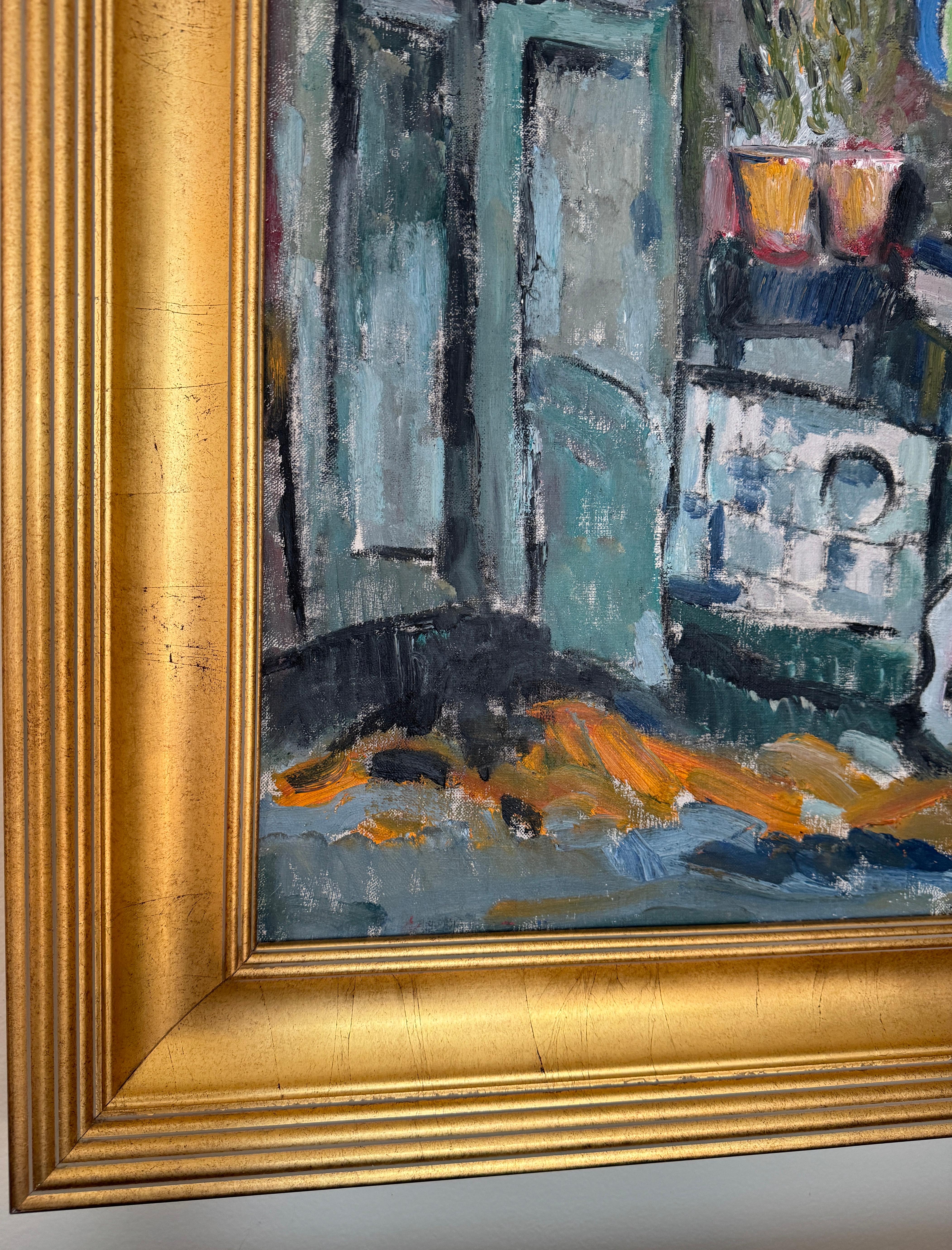 Harlem Street Scene - Landscape Painting Marrone di Jehudith Sobel