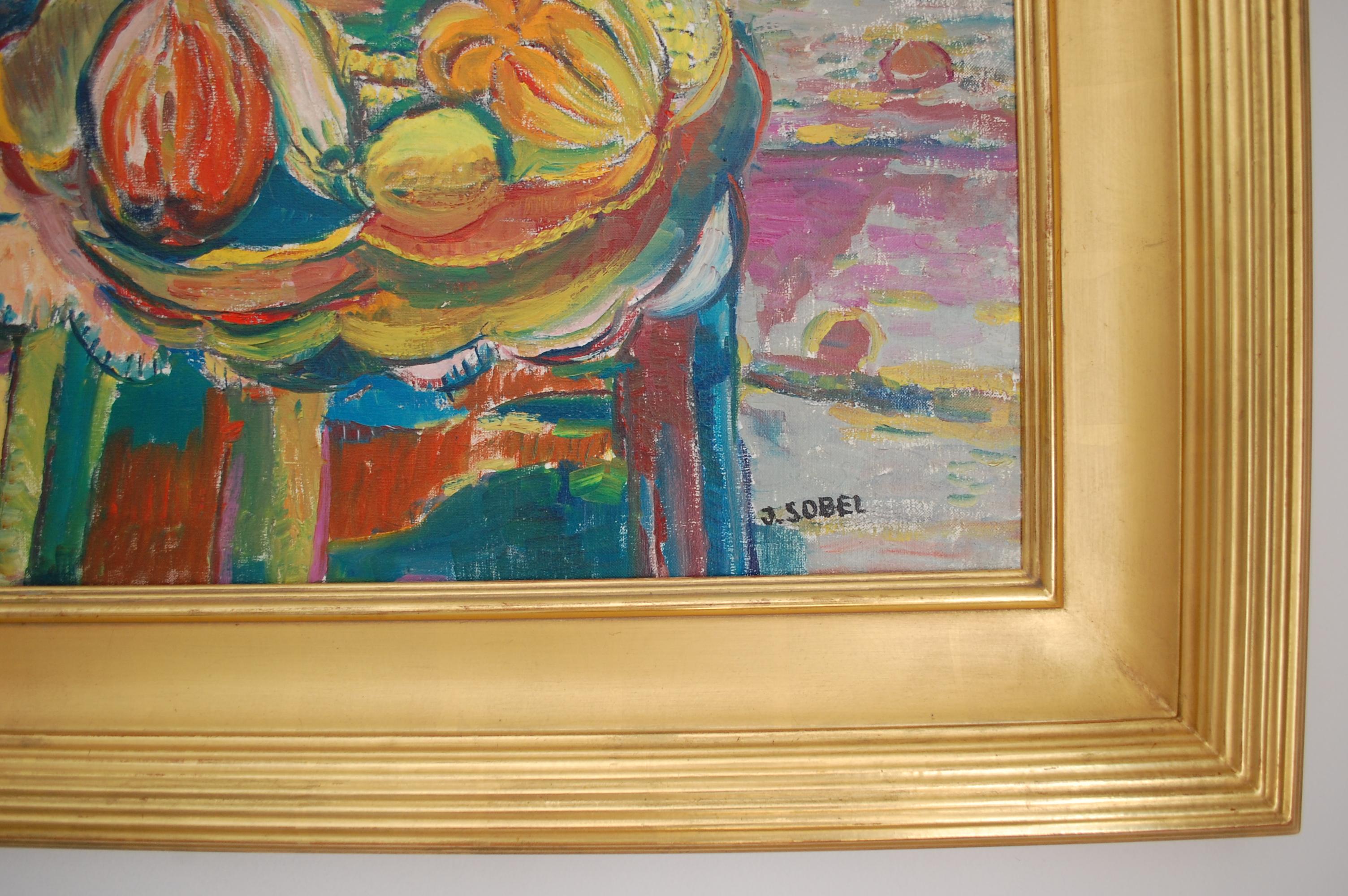 Stillleben mit Obst auf dem Tisch  (Post-Impressionismus), Painting, von Jehudith Sobel