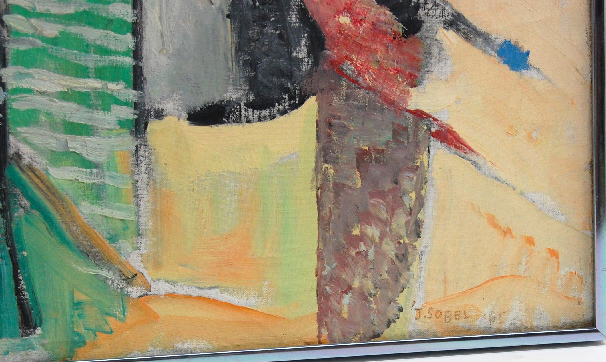 Interni vivaci con la ciotola di frutta Still Life - Painting Postimpressionismo di Jehudith Sobel
