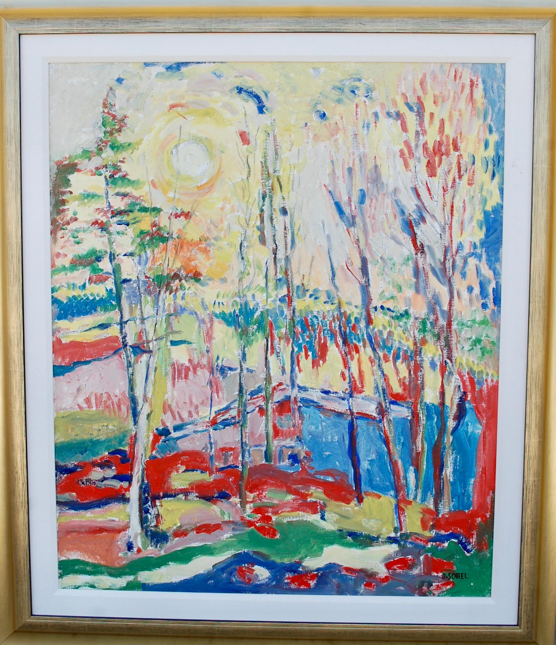 Vibrant Landscape With Trees  - Painting by Jehudith Sobel