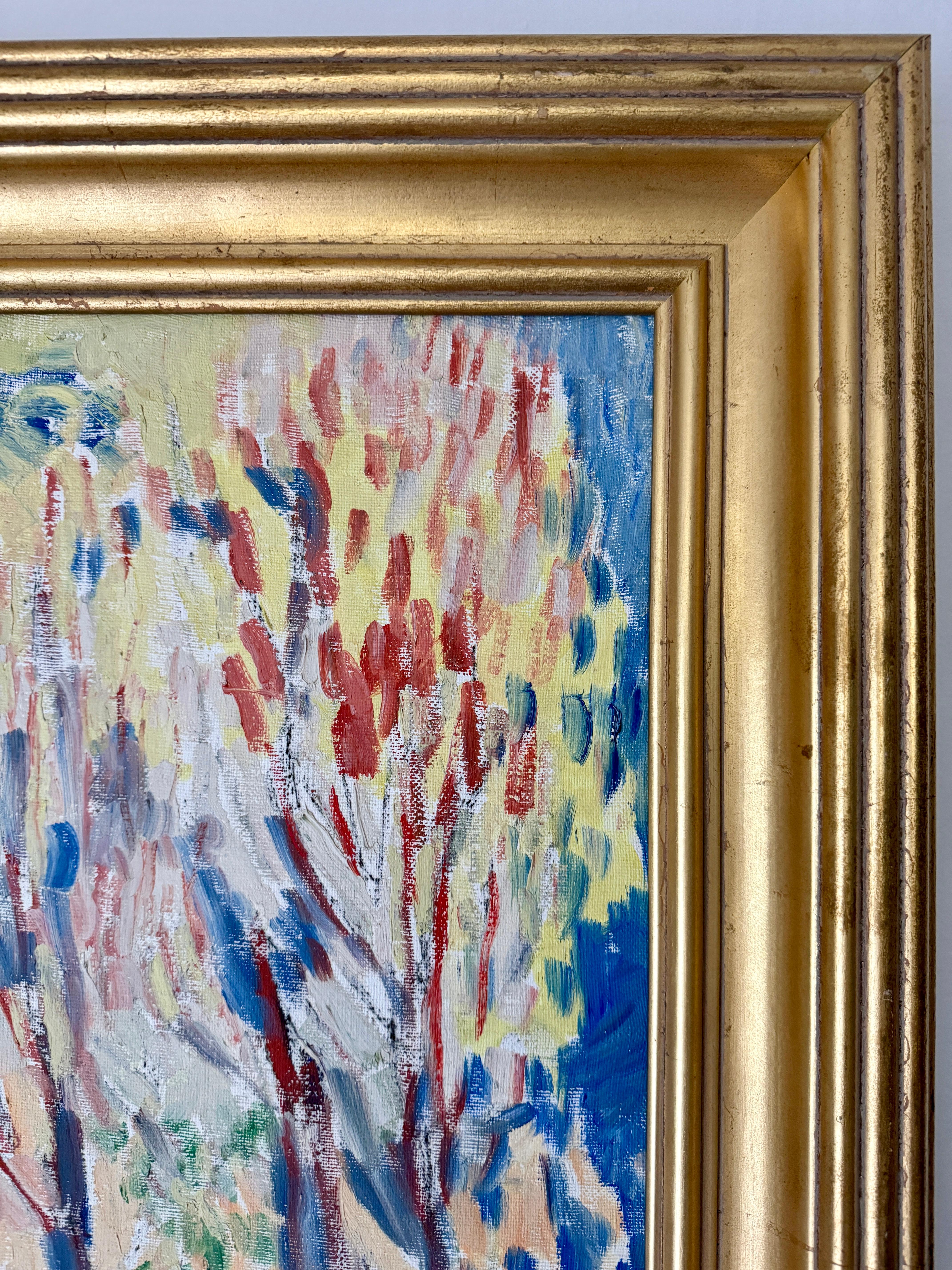 Paisaje vibrante con sol - Painting Fauvista de Jehudith Sobel