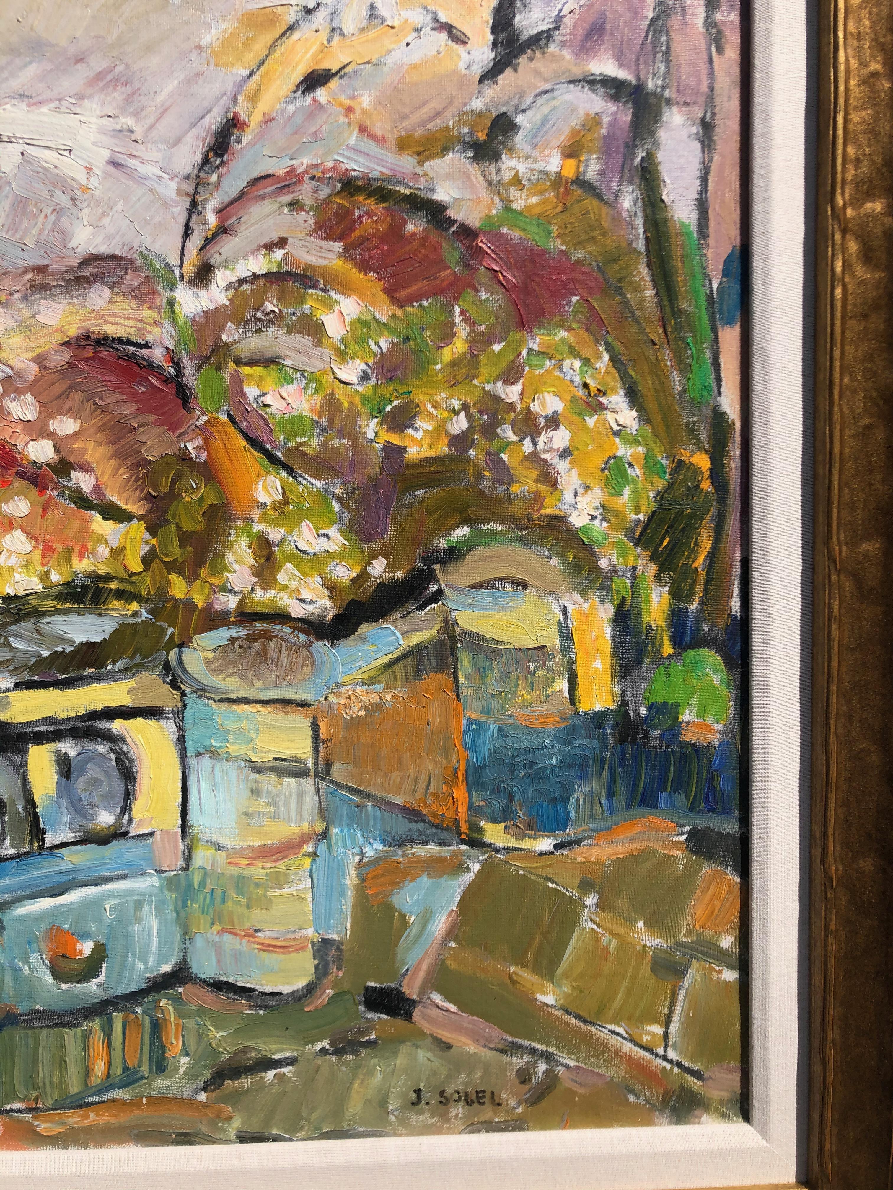 Vue depuis le balcon - Post-impressionnisme Painting par Jehudith Sobel
