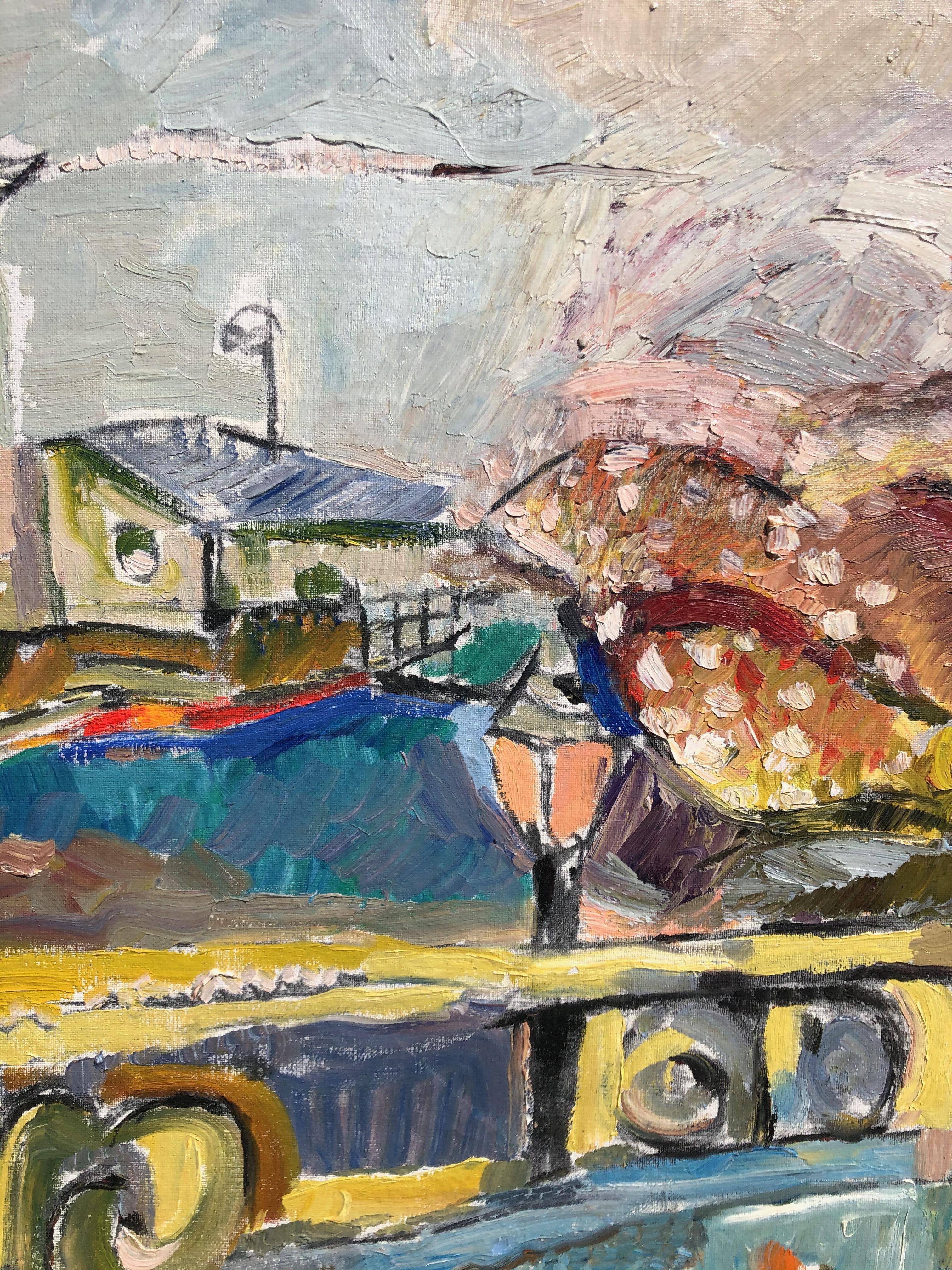 Vista desde el balcón - Landscape Painting Marrón de Jehudith Sobel