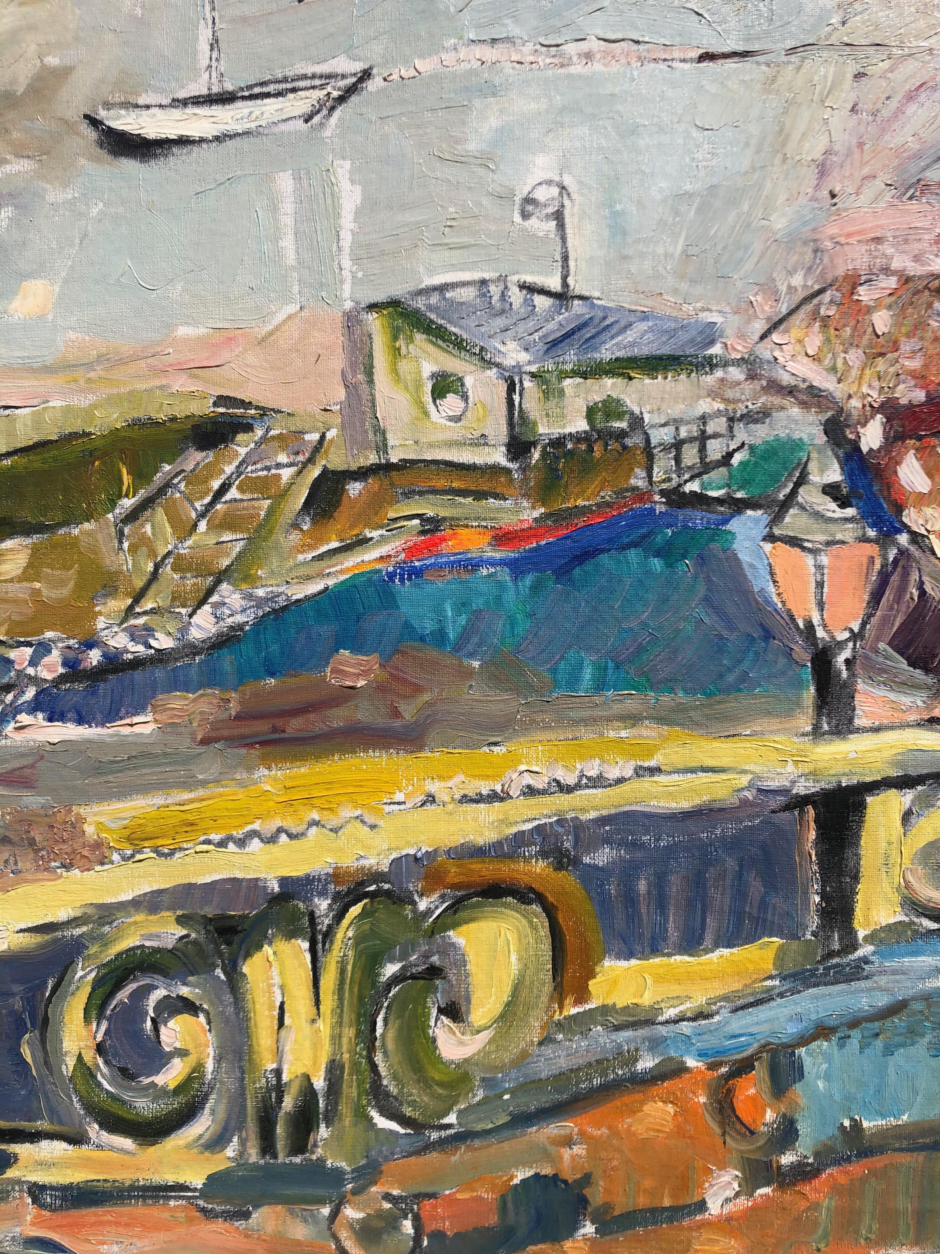View From The Balcony - Post-Impressionist Painting by Jehudith Sobel
