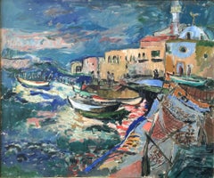 View Of Haifa Coast Fauvist Oil on Canvas Signed, Framed