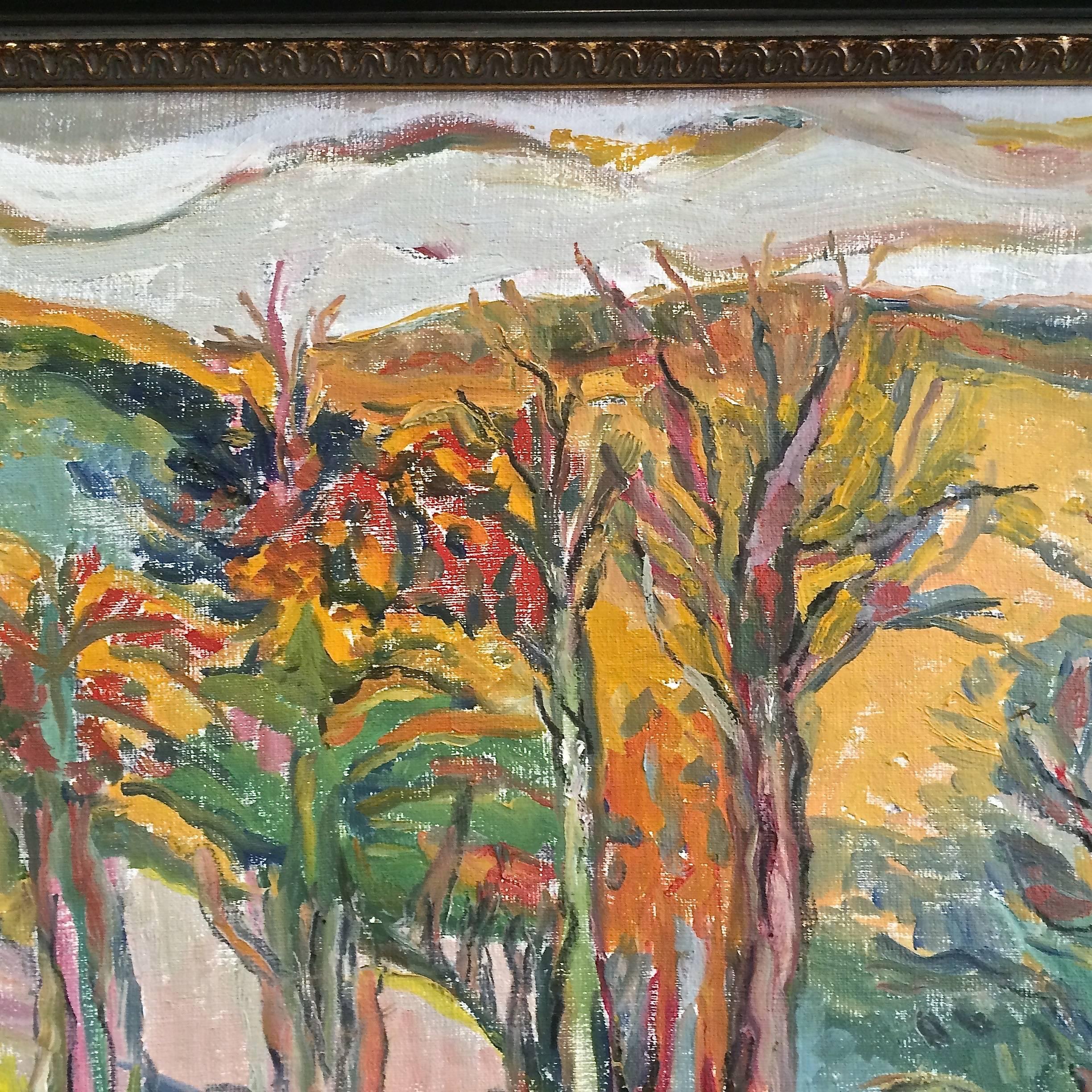 Vista De Las Montañas Catskill - Landscape Painting Marrón de Jehudith Sobel