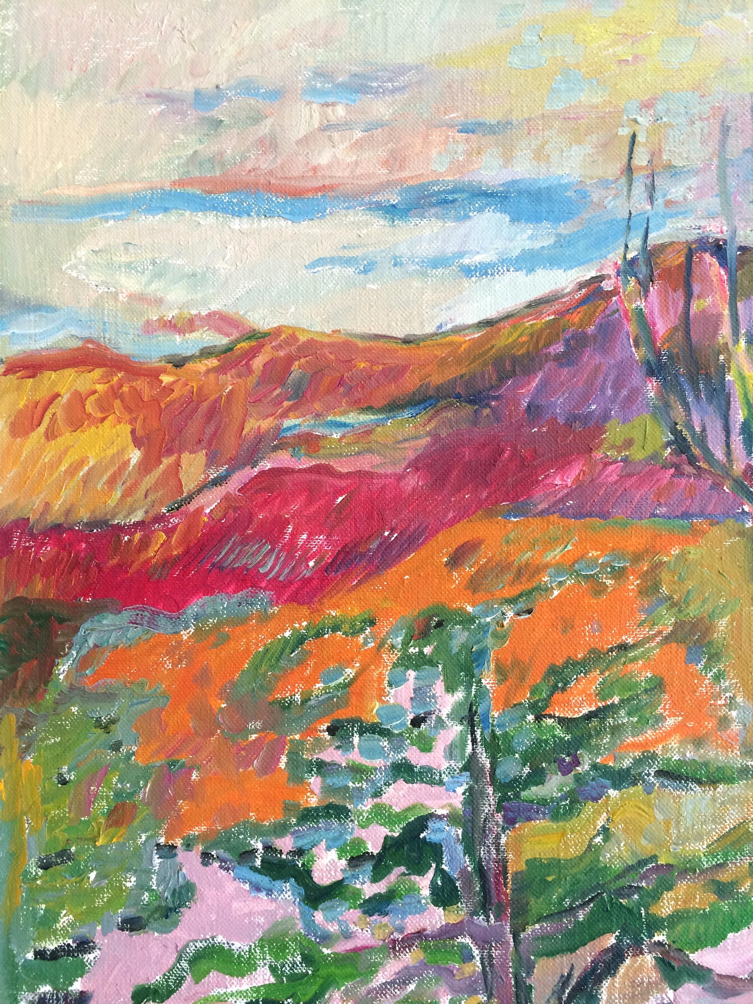 Vista del valle del Hudson - Painting Fauvista de Jehudith Sobel