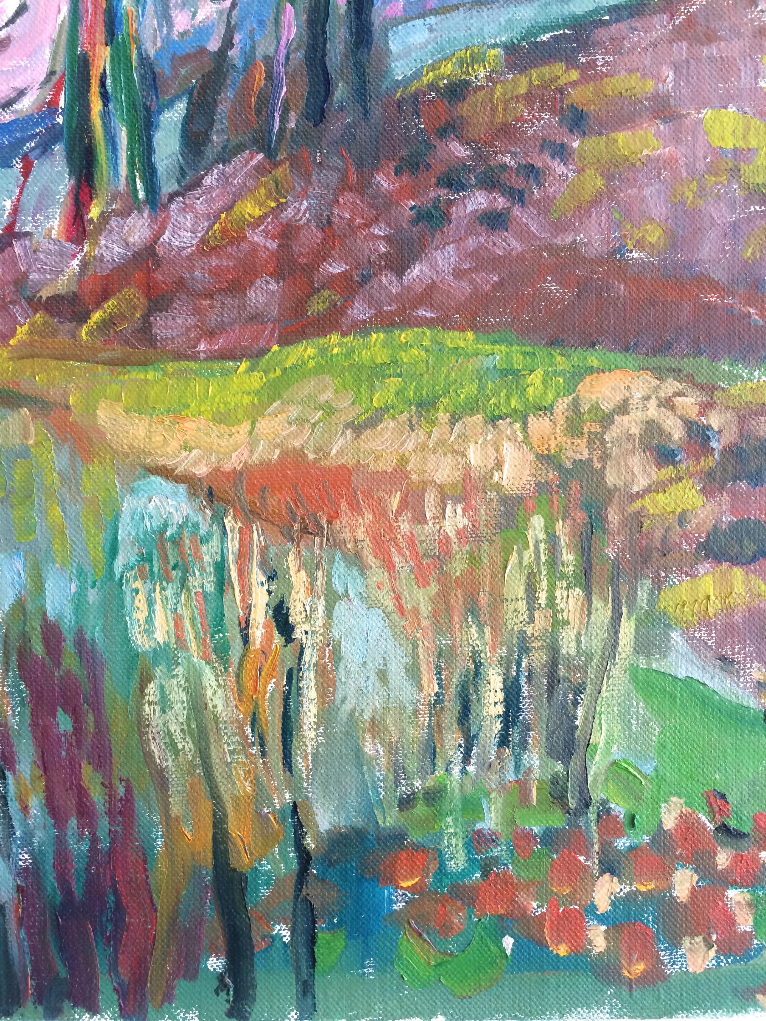  Vista del valle del Hudson 
Tamaño 30x24 firmado por el artista.
Jehudith Sobel 
El cuadro representa una vibrante vista paisajística de las montañas Catskill. En la década de 1960, Jehudith Sobel compró una casa de verano en Woodstock, Nueva York,
