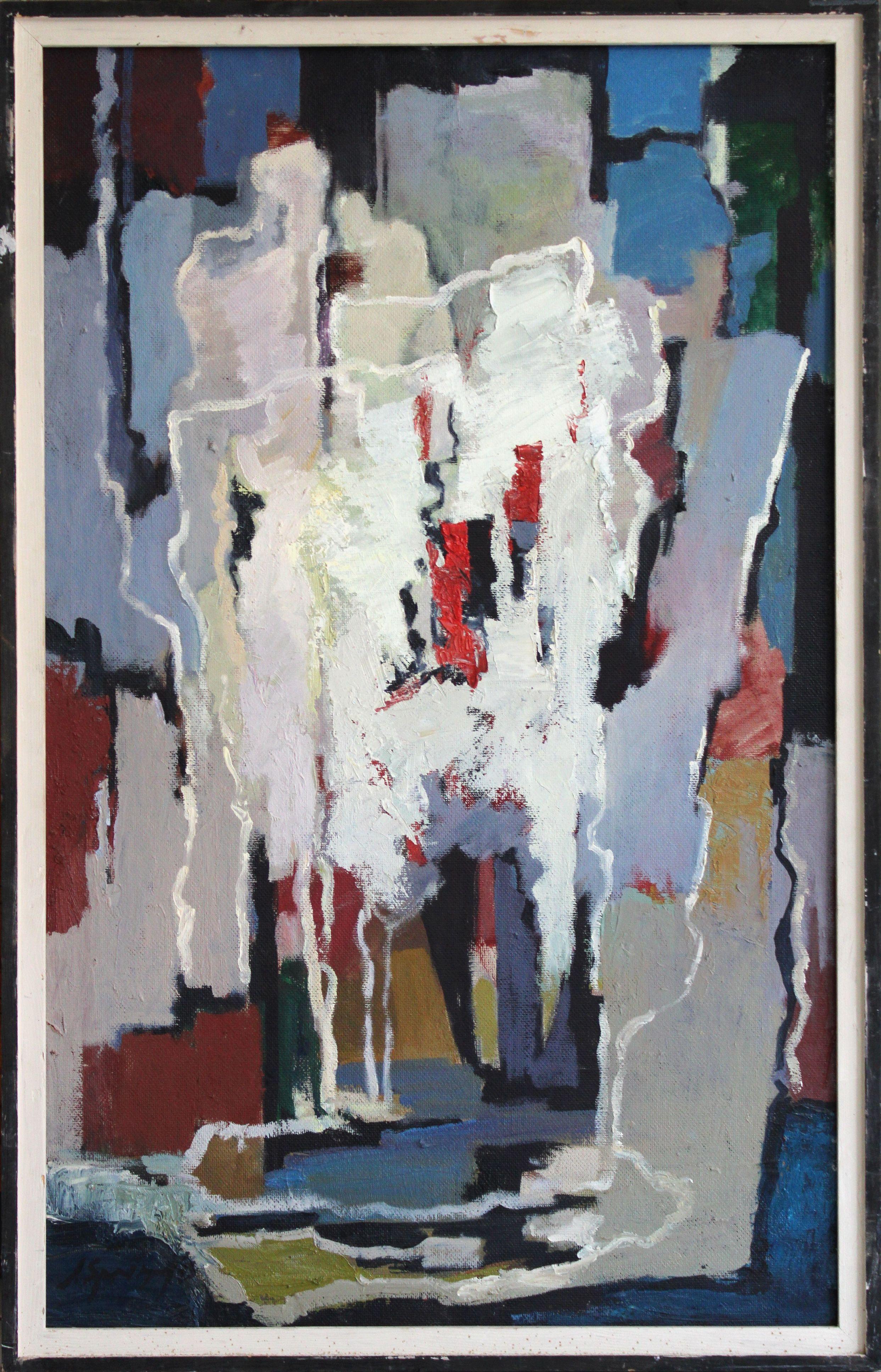 Folksong. 2001, oil on cardboard, 92, 5 x 57, 5 cm - Painting by Jekabs Arturs Springis 