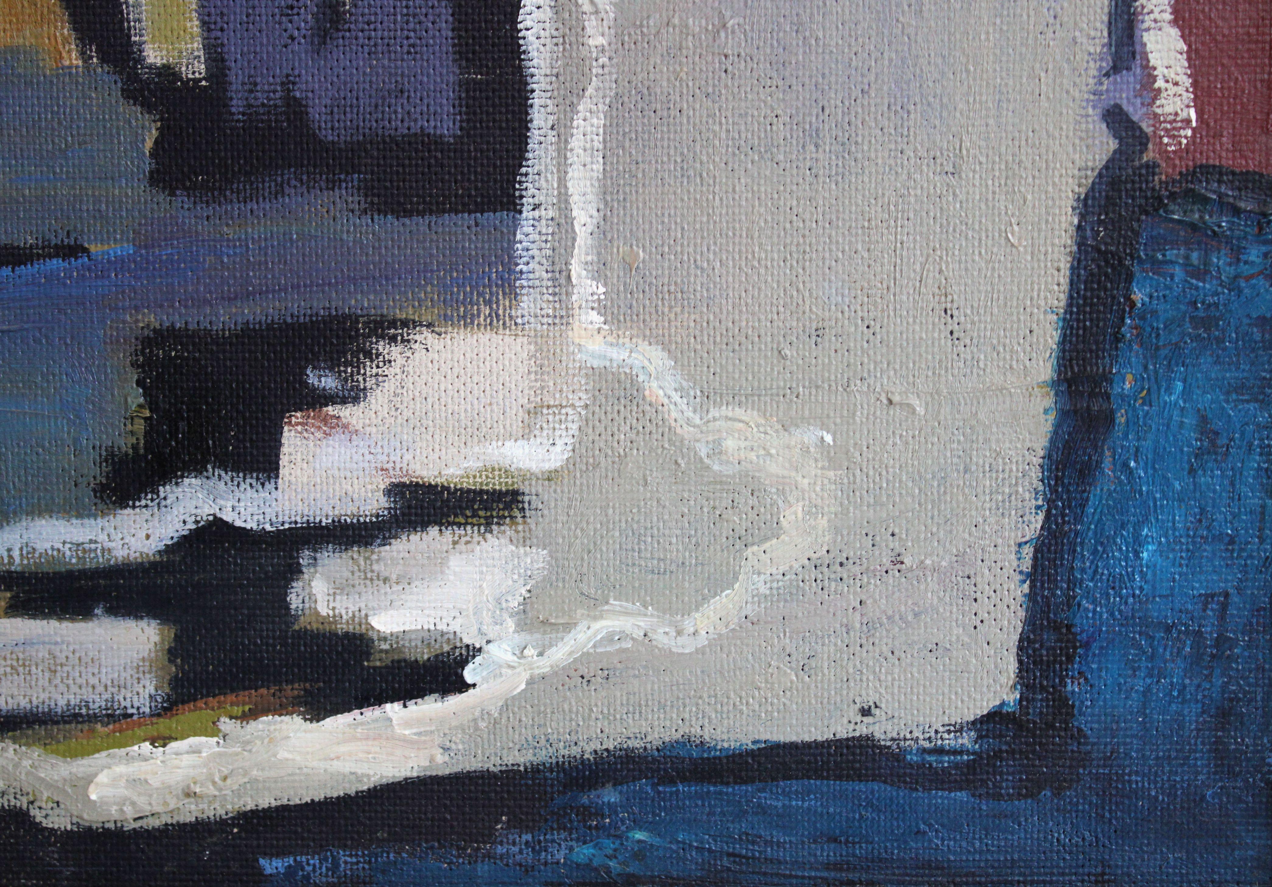 Folksong. 2001, oil on cardboard, 92, 5 x 57, 5 cm - Gray Still-Life Painting by Jekabs Arturs Springis 