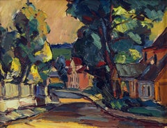Street in der Provinzstadt der Stadt. Öl auf Karton, 36x47 cm, Öl