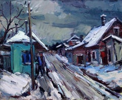 Street in Talsi. Oil on canvas. 60x73 cm