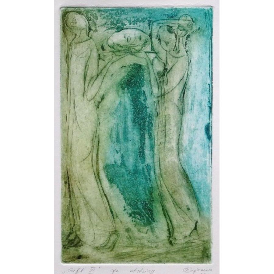 Figurative Painting de Jekaterina Gryazeva - Regalo III. 1992, a / e, papel, aguafuerte, 23x13 cm