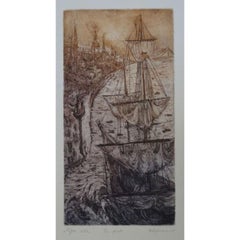 Porto di Riga. 2015, carta, acquaforte, 28x15 cm 7/30