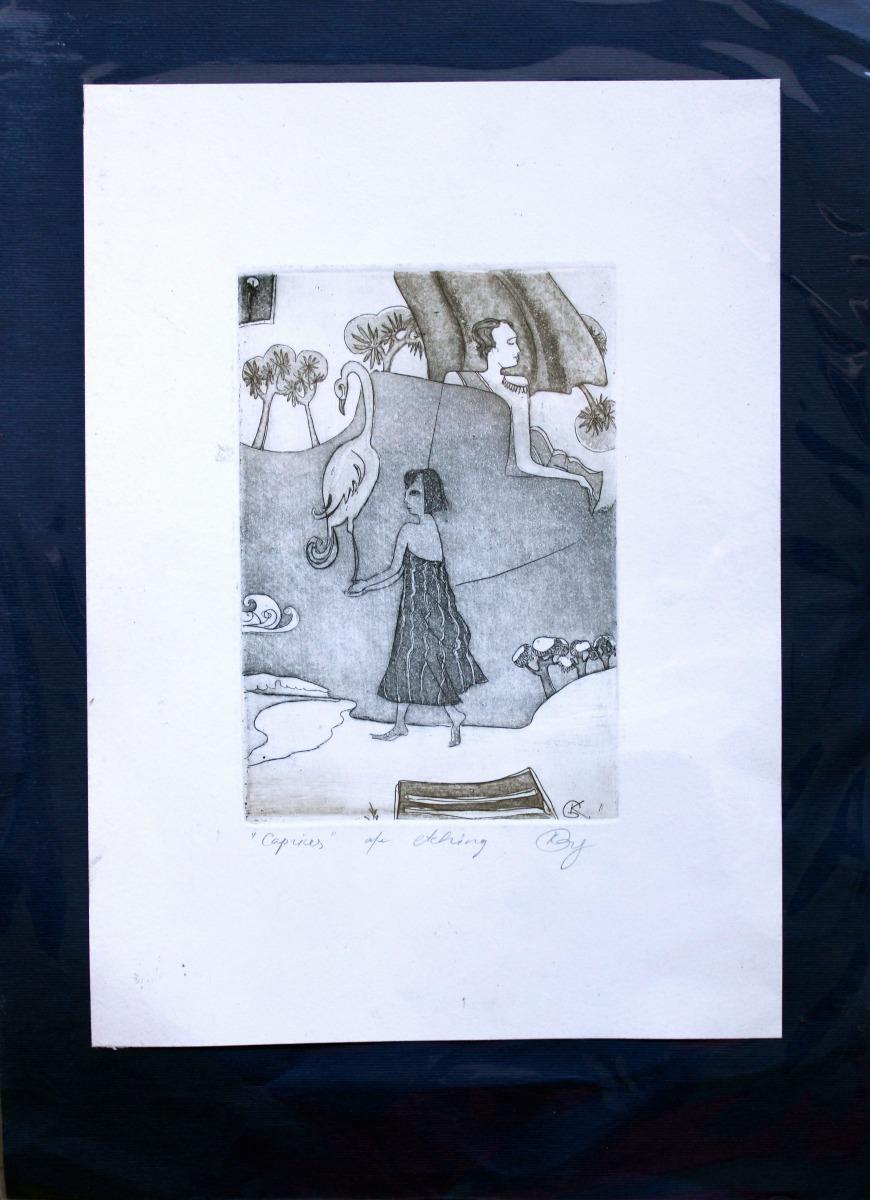 Caprices. Papier, eau-forte, 15,5x10,5 cm - Print de Jekaterina  Gryazeva