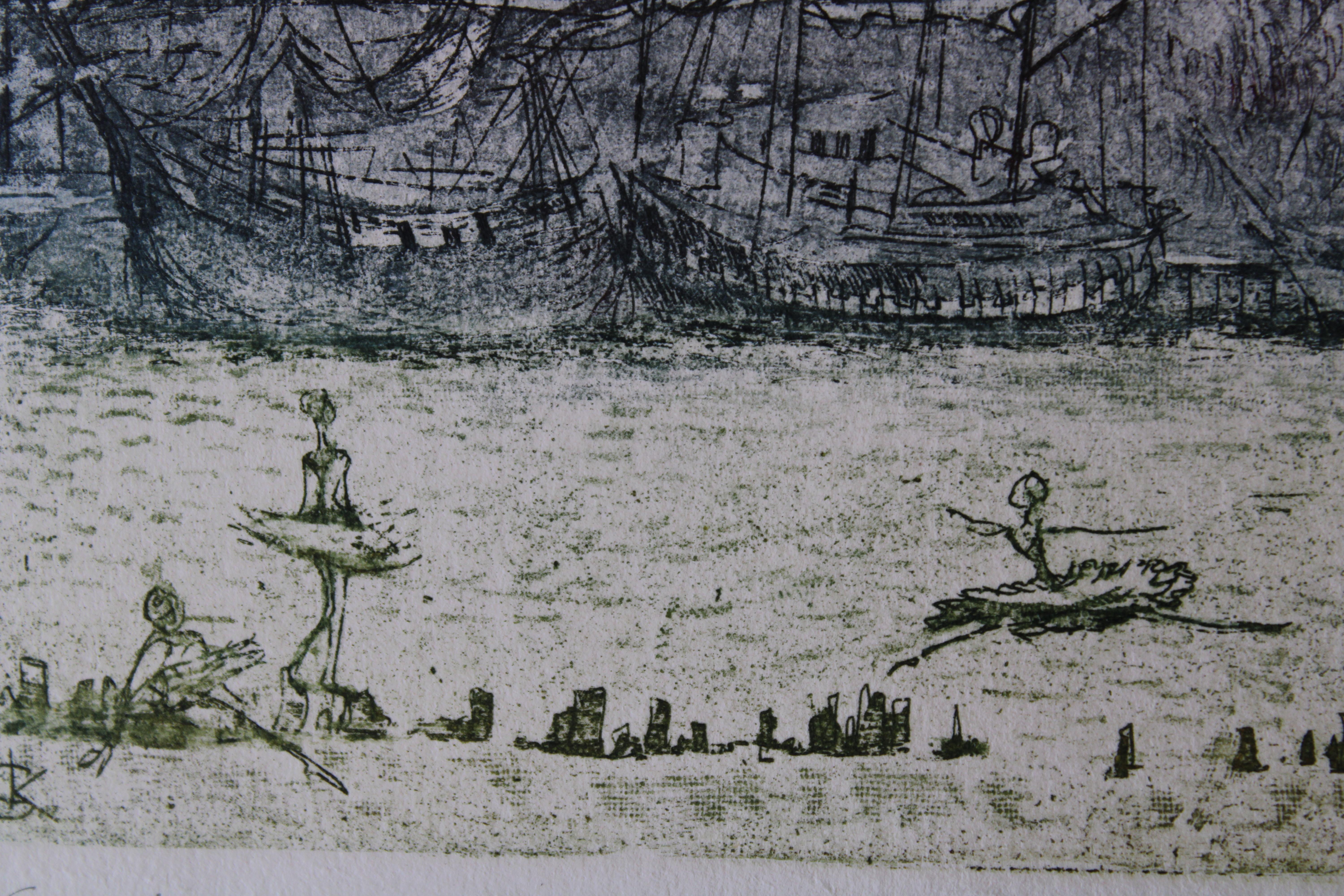 Holiday in Old Town  11/30, paper, etching, soft varnish, 15x19.5 cm For Sale 2