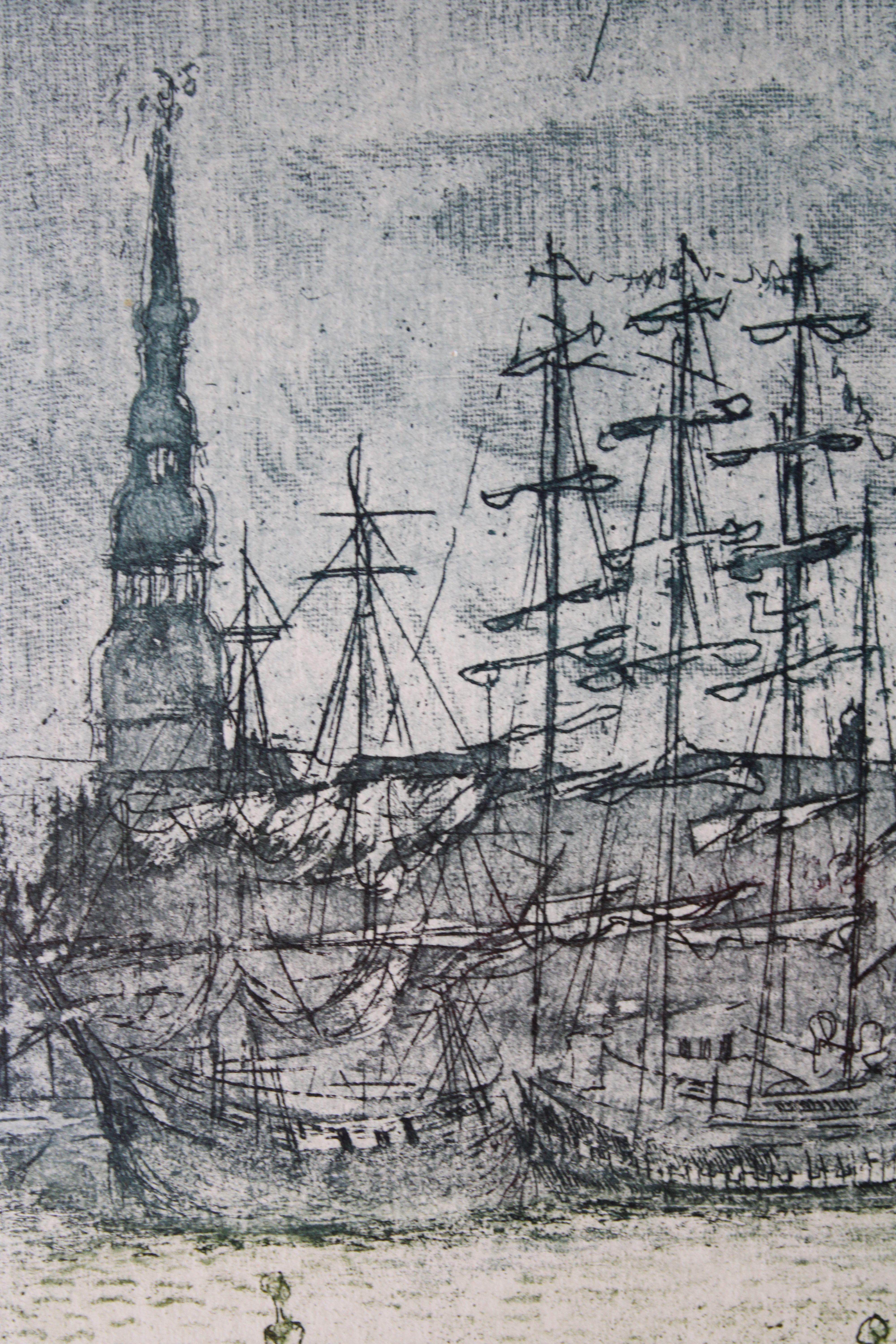 Holiday in Old Town  11/30, paper, etching, soft varnish, 15x19.5 cm For Sale 4