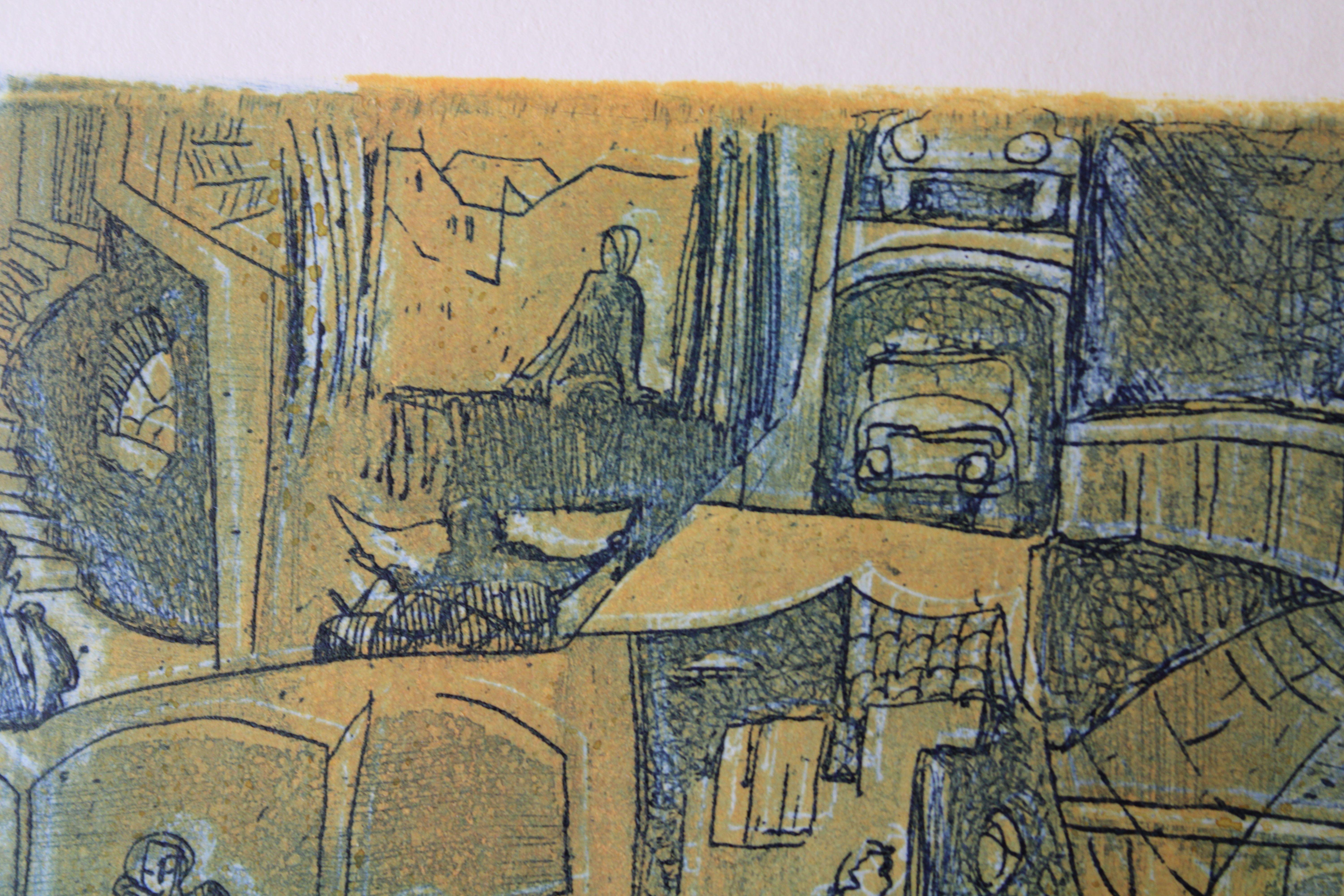 Morning city  2005, paper, etching, 14x16 cm, 40/100 For Sale 1