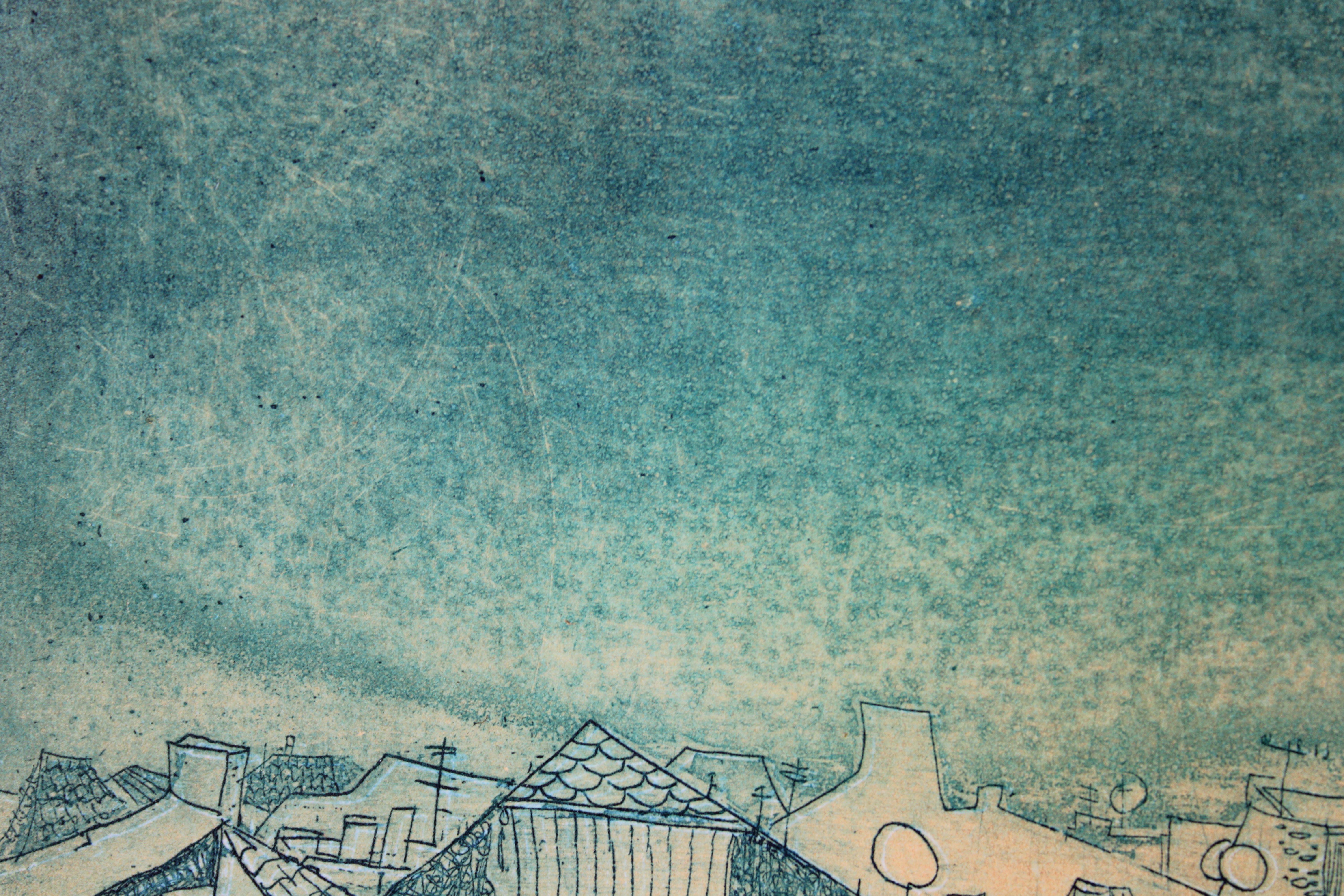 Ciudad nocturna  2005, papel, aguafuerte, 13x16 cm 40/100 en venta 1