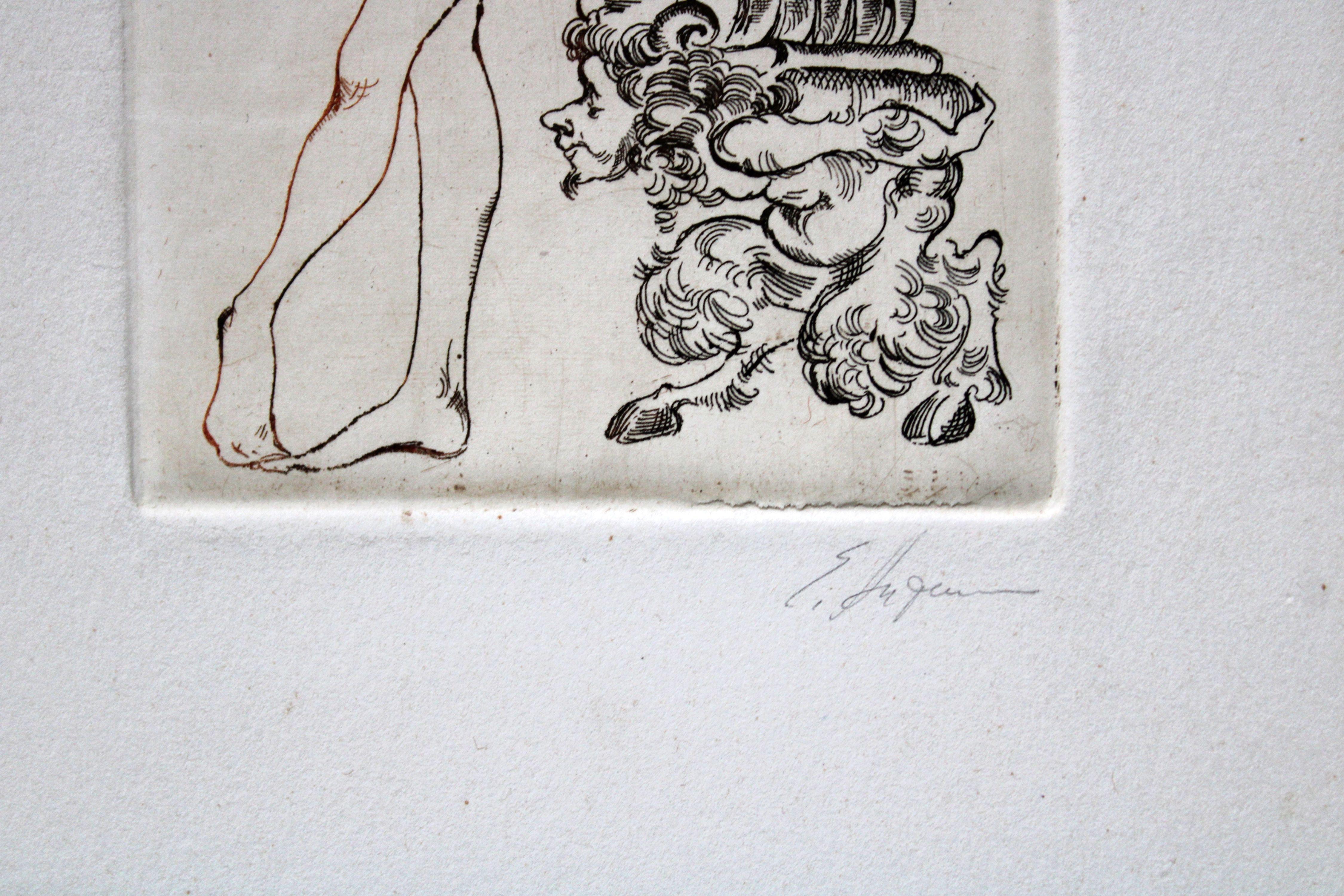 Ex Libris. Paper, etching, 11x7 cm - Jugendstil Print by Jelena Antimonova