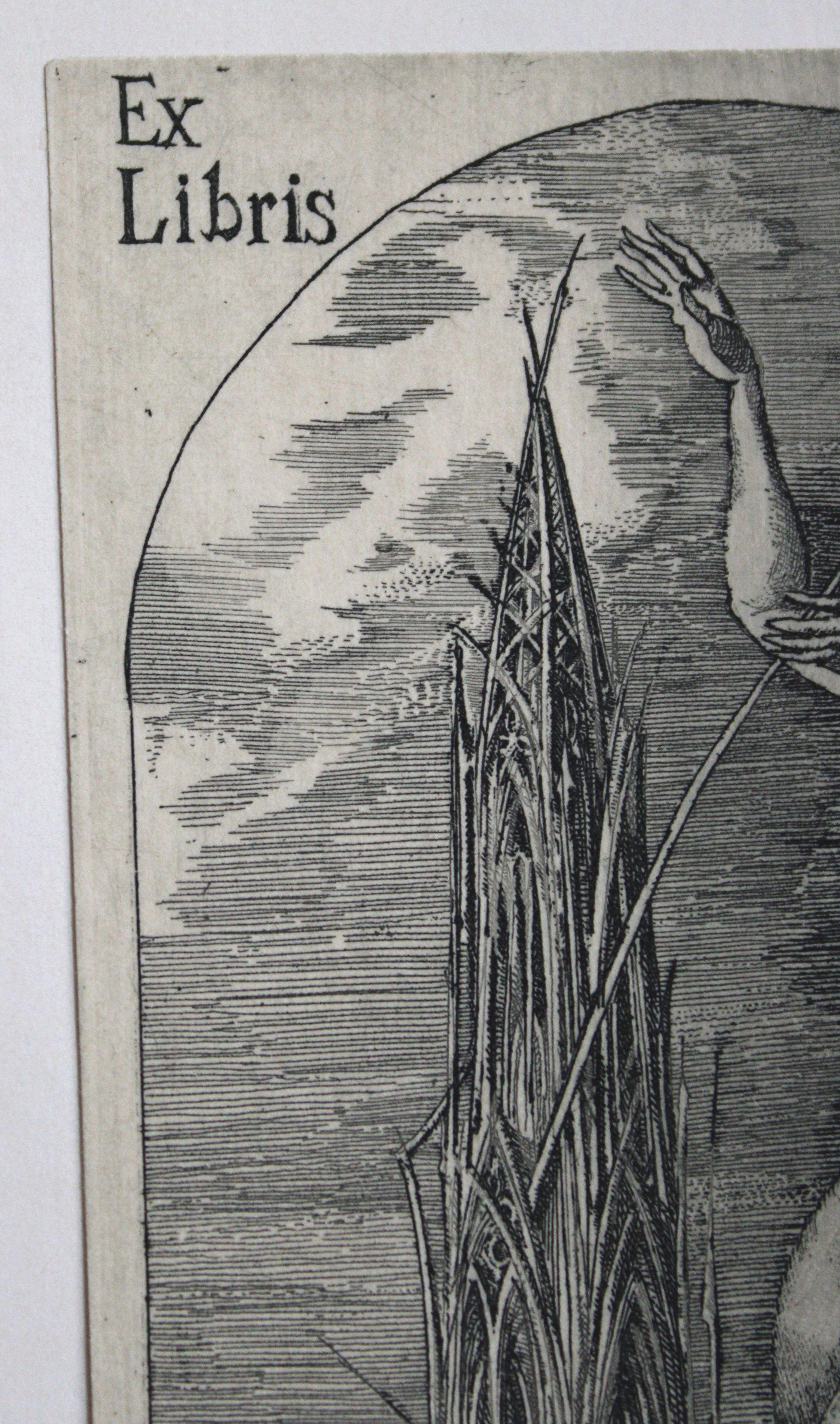 Ex libris. Paper, woodcut, 11x7cm - Gray Nude Print by Jelena Antimonova