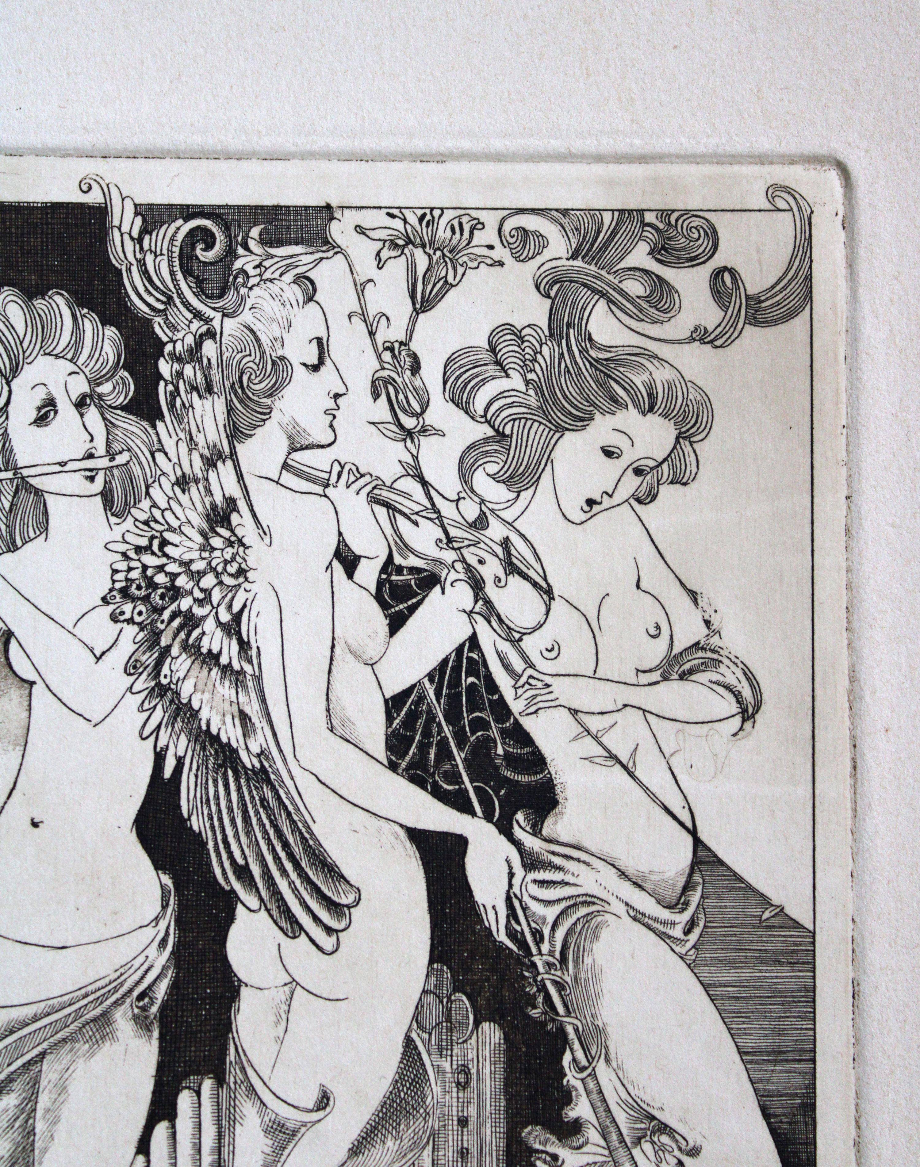 Three graces. Paper, etching, 12x11cm For Sale 2