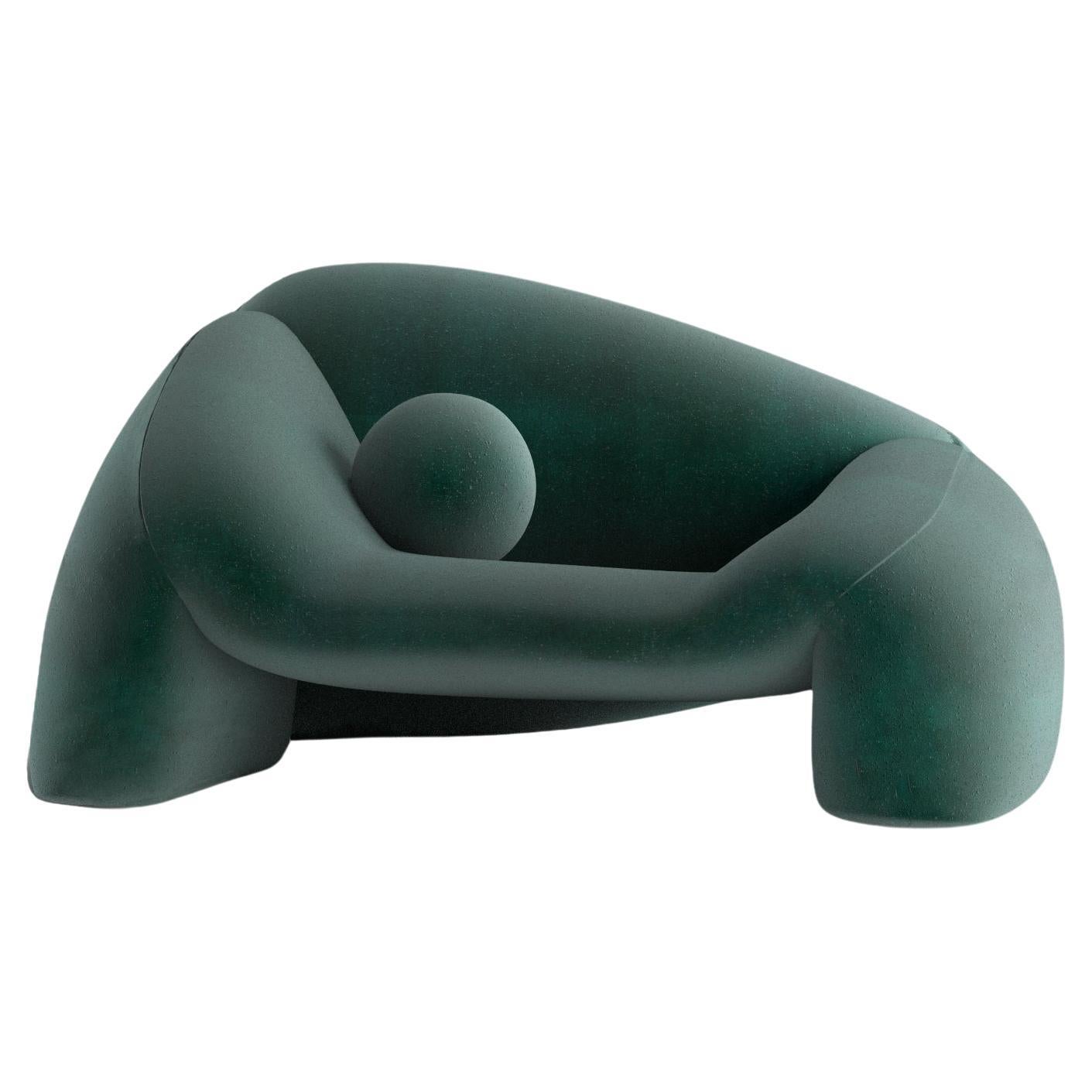 Jell Armchair in Dark Green Fabric by Alter Ego Studio For Sale