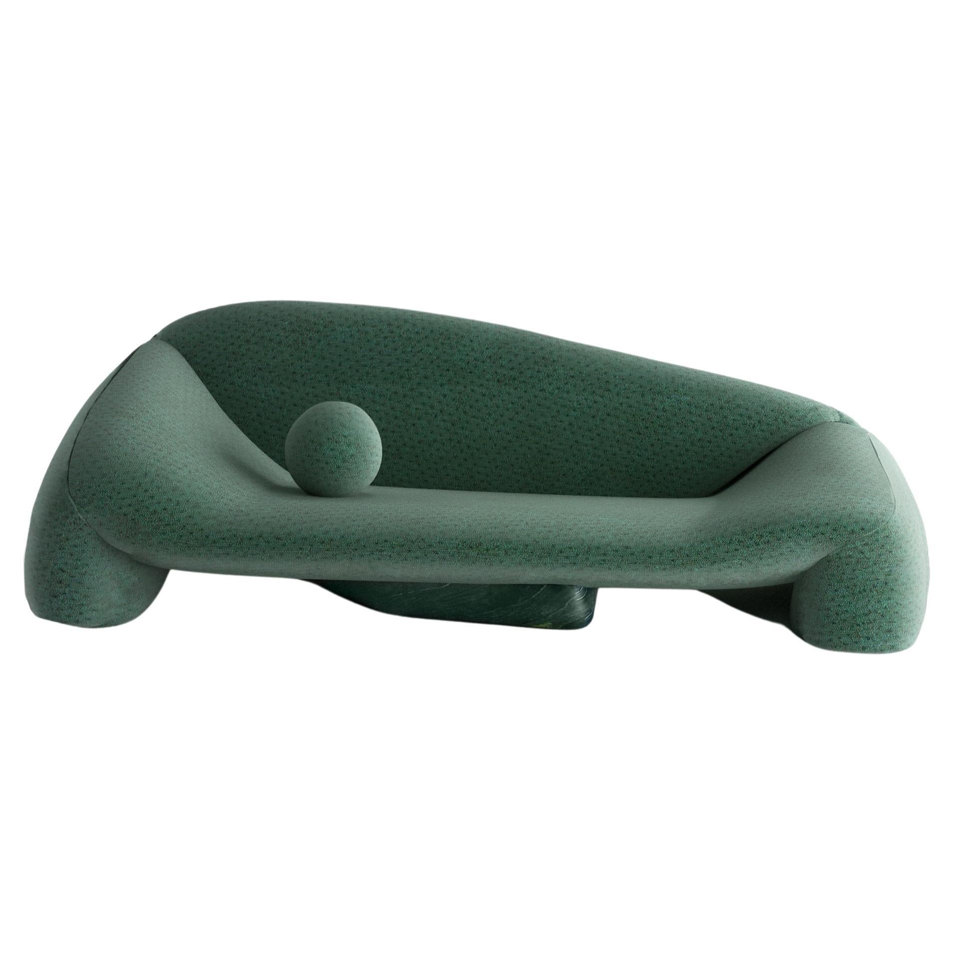 Jell Sofa in Dark Green Fabric by Alter Ego Studio For Sale