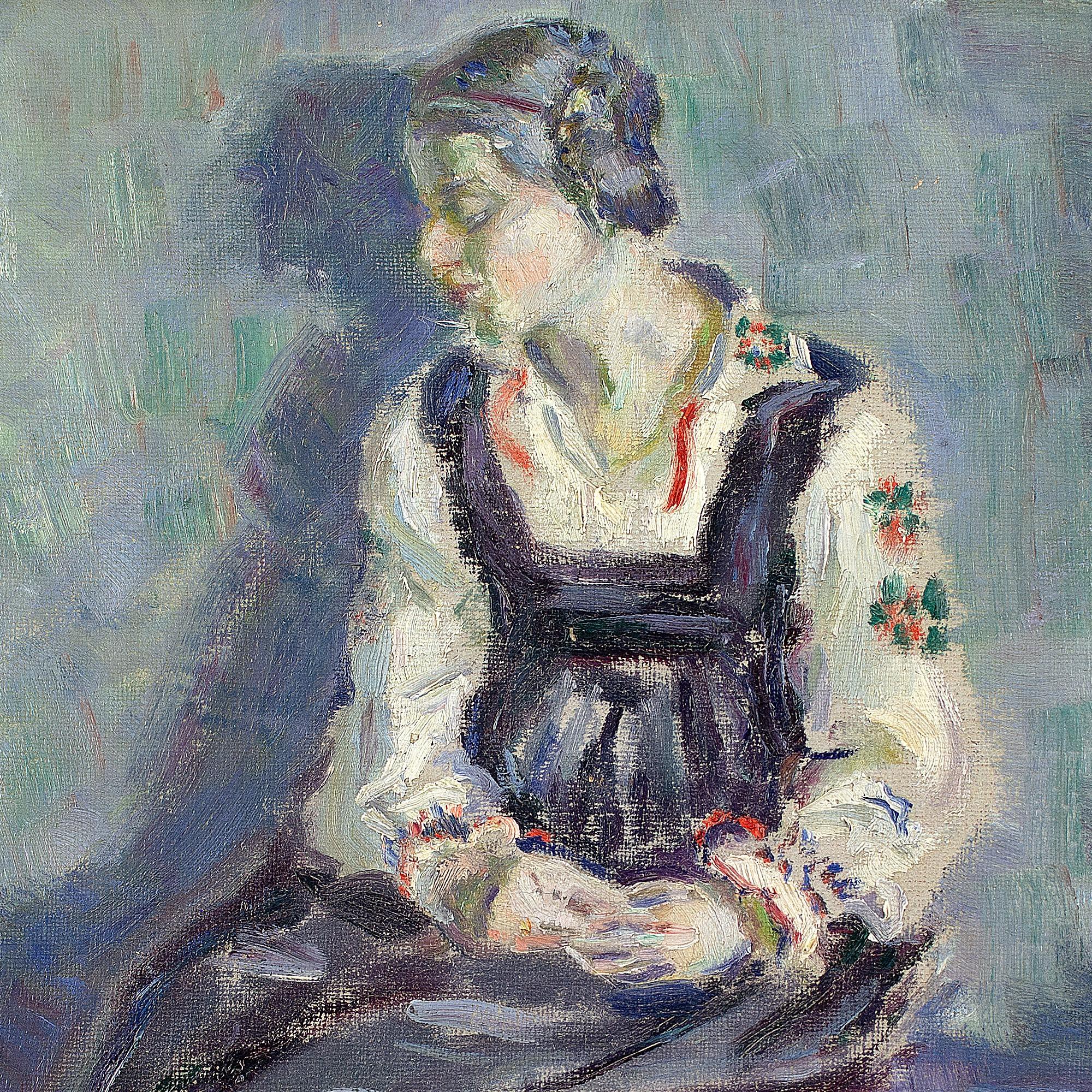 Jelle Troelstra, Portrait Of A Seated Woman, Oil Painting  For Sale 4