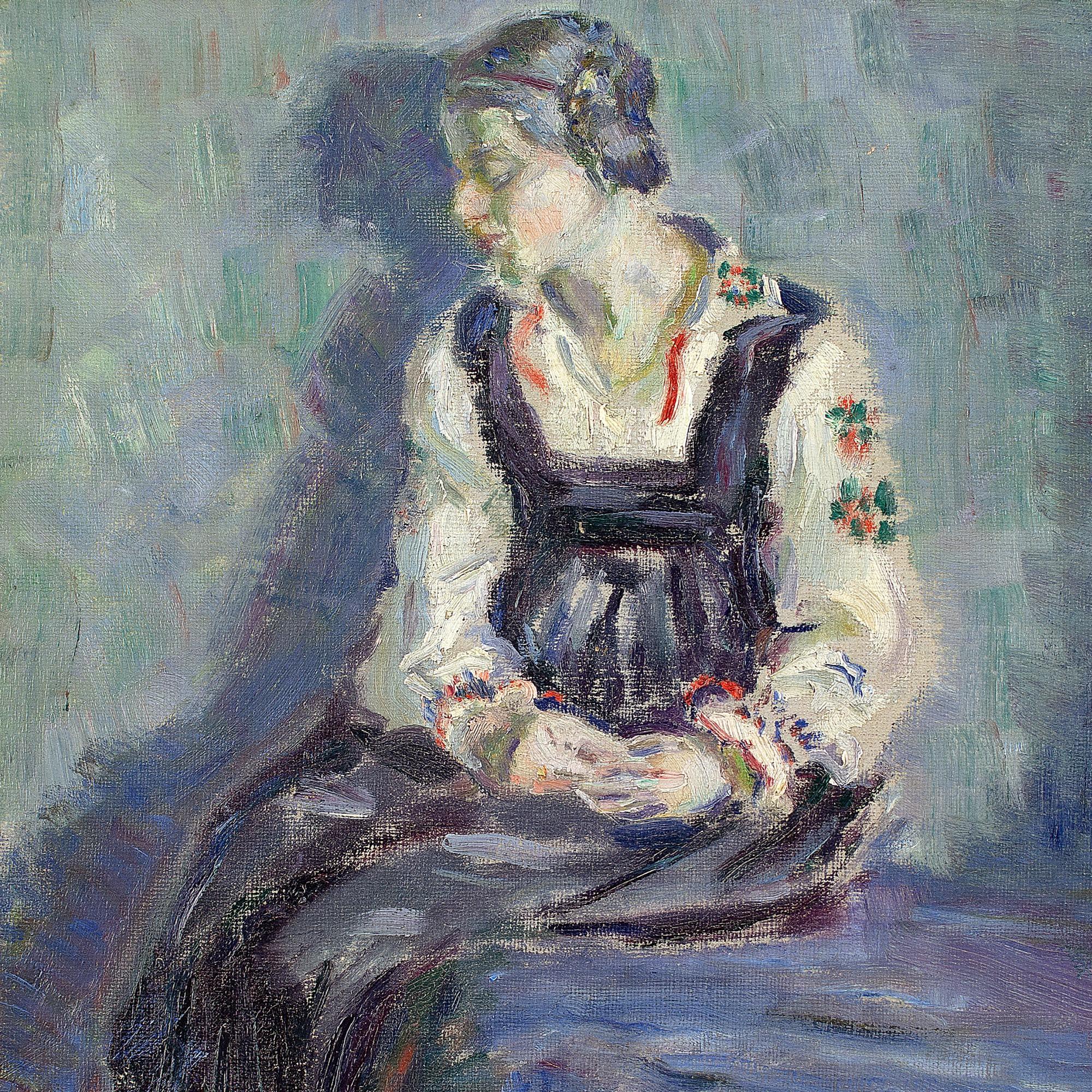 Jelle Troelstra, Porträt einer sitzenden Frau, Ölgemälde  im Angebot 6