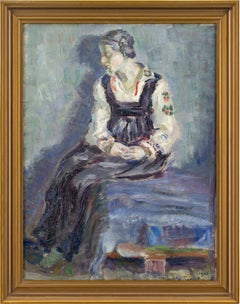 Antique Jelle Troelstra, Portrait Of A Seated Woman, Oil Painting 