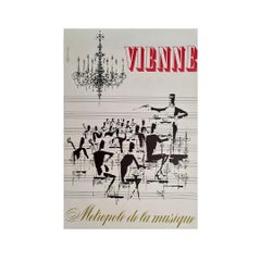 Circa 1960 Original poster to promote the music metropolis, the city of Vienna