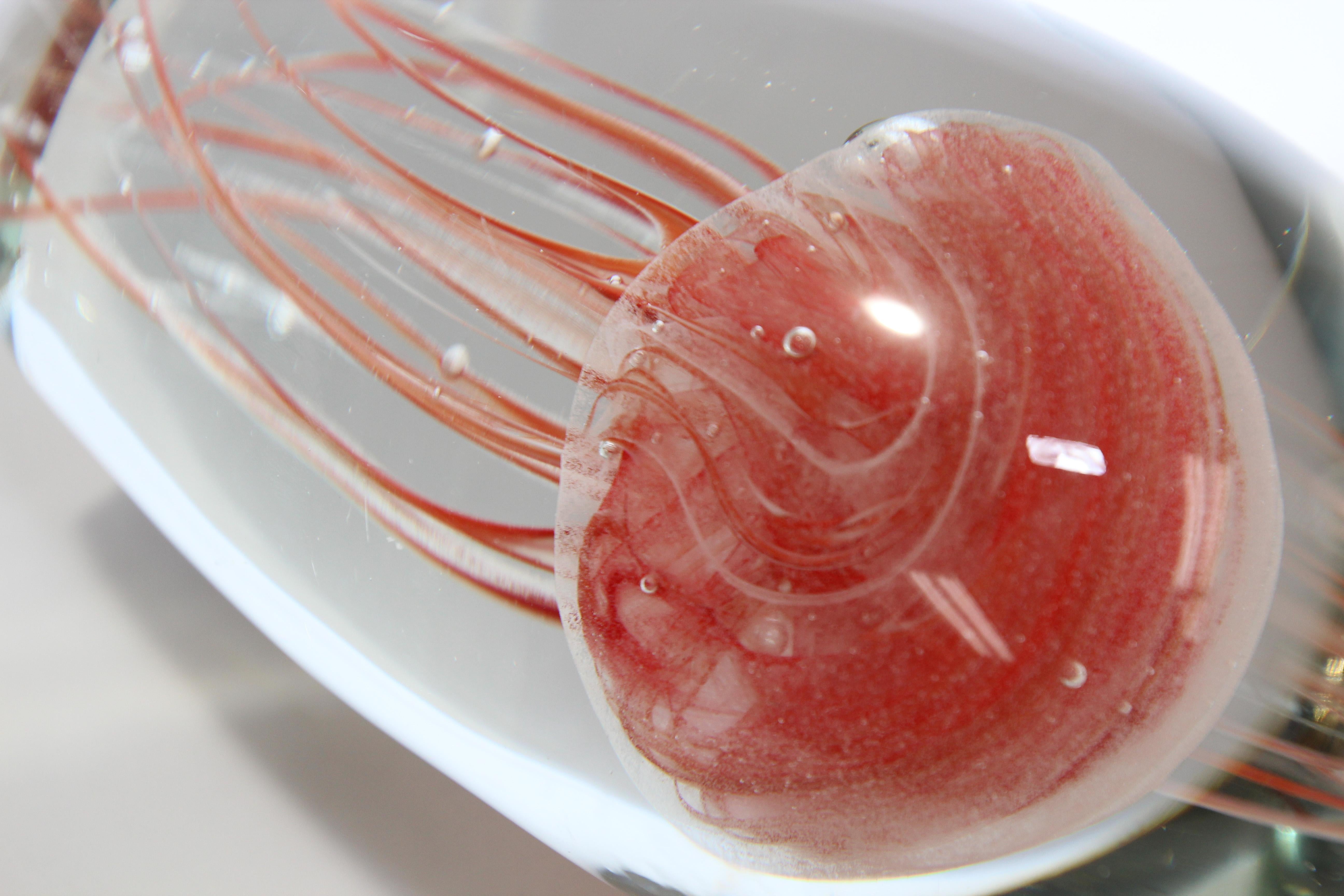 Jelly Fish Murano Style Italian Art Glass Aquarium Paperweight 3