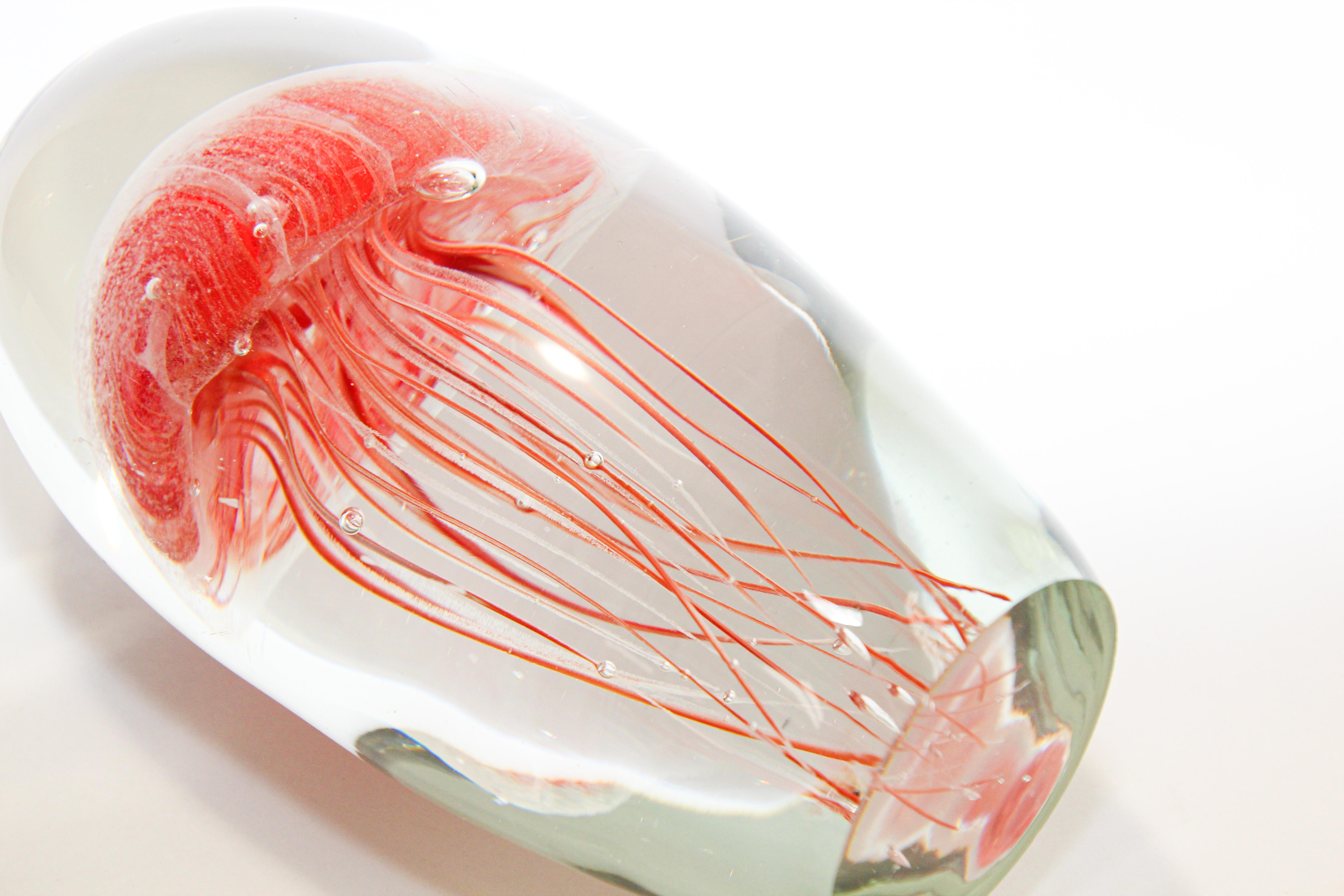 Jelly Fish Murano Style Italian Art Glass Aquarium Paperweight 4